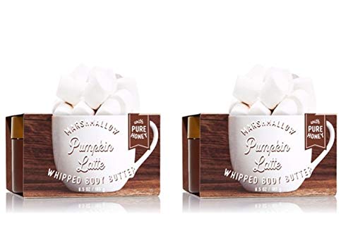Bath & Body Works Marshmallow Pumpkin Latte Whipped Body Butter - 2 Full Size Lot | Moisturizing Cream for Dry Skin, Fall & Winter Skincare, Gift for Women