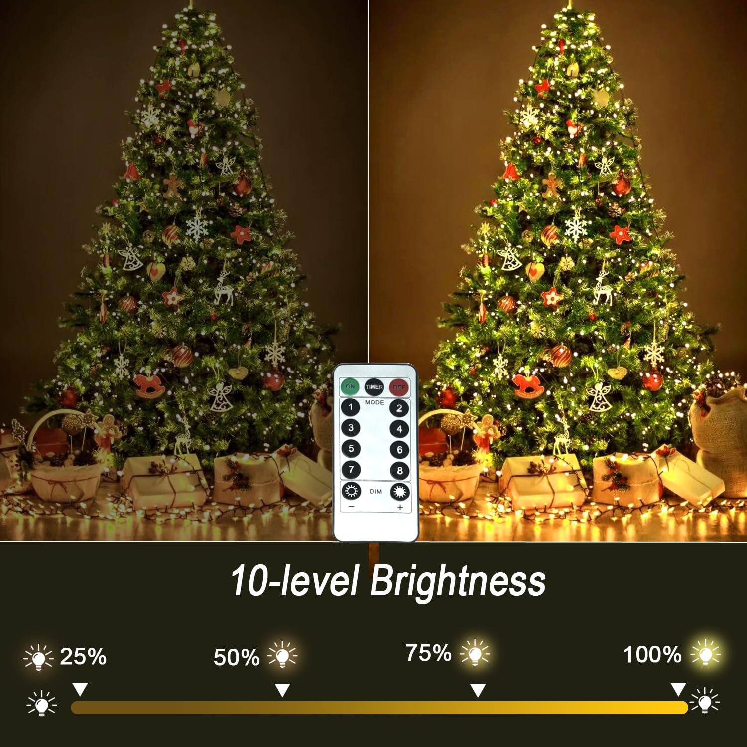 100 LED Battery Remote Control String Lights - 36ft Waterproof Christmas Lights for Indoor/Outdoor Decor, Tree, Wedding, Party, Garden, Wreath & Thanksgiving Decoration | Perfect for Holiday, Home & Event Lighting
