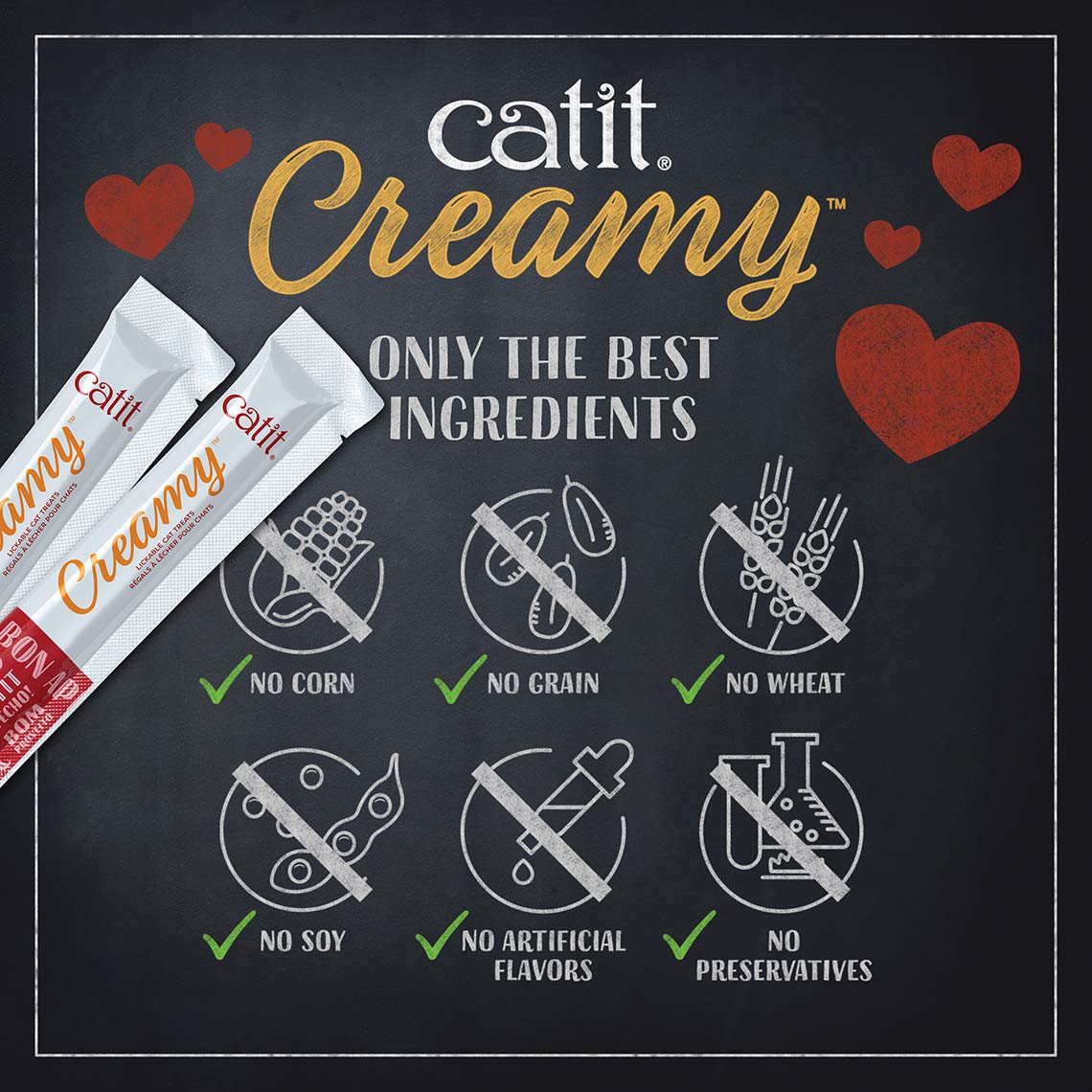 Catit Creamy Lickable Cat Treats - Healthy Tuna Flavor Cat Snacks (50 Pack) - Perfect for Training, Rewards & Bonding with Your Feline Friend