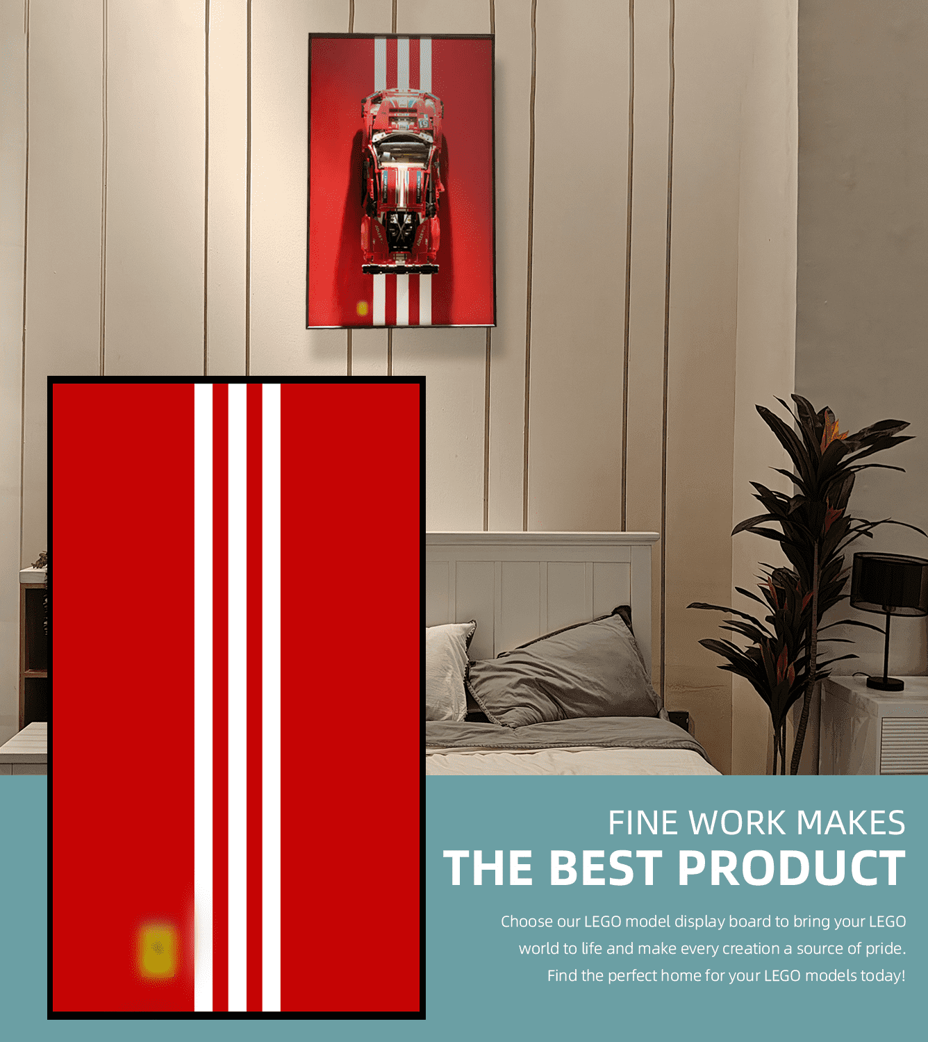 LEGO Ferrari 488 GTE Wall Display Frame - Premium Showcase for 42125 Model Car | Perfect for Home Decor, Office Display & LEGO Collector Showcase