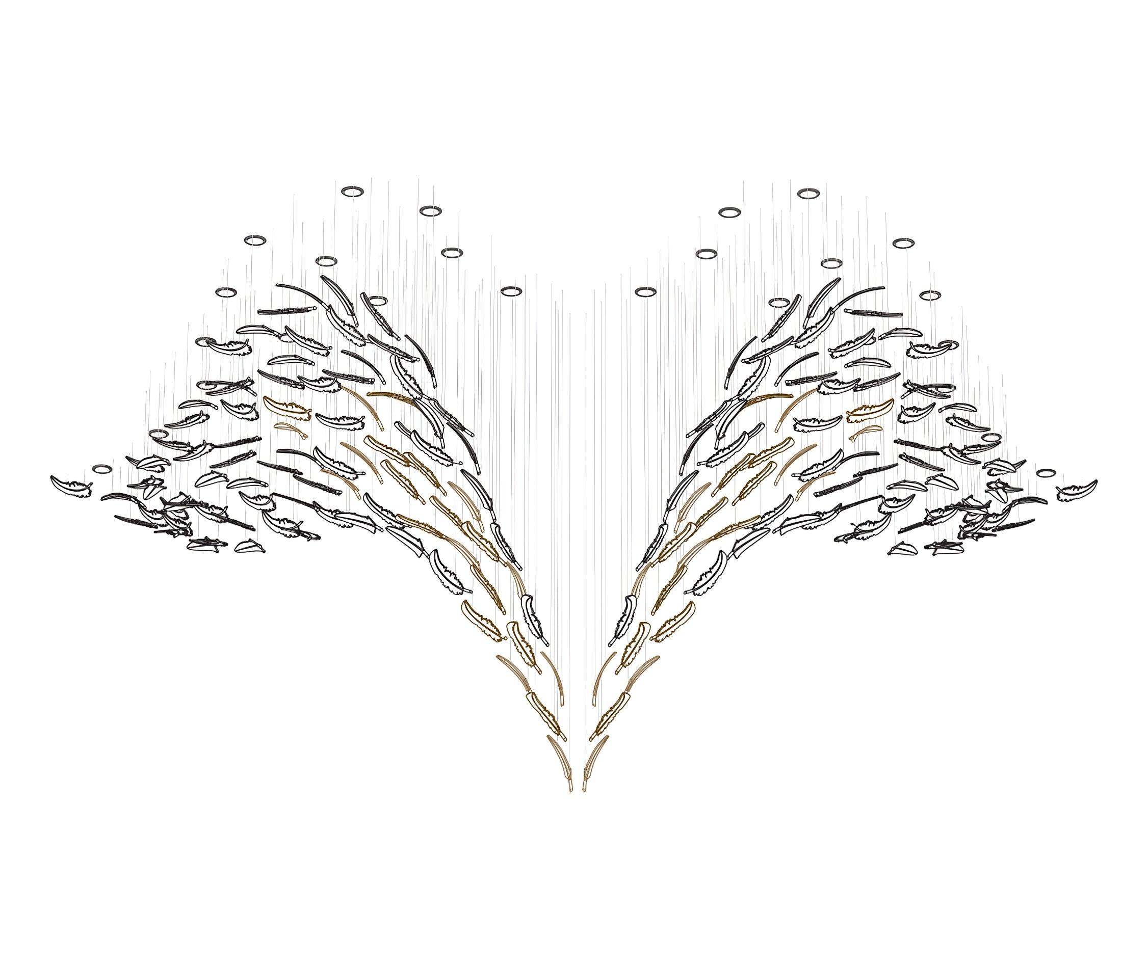 Elegant Glass Feather Chandelier - Modern Crystal Ceiling Light Fixture for Dining Room, Living Room, Bedroom Decor