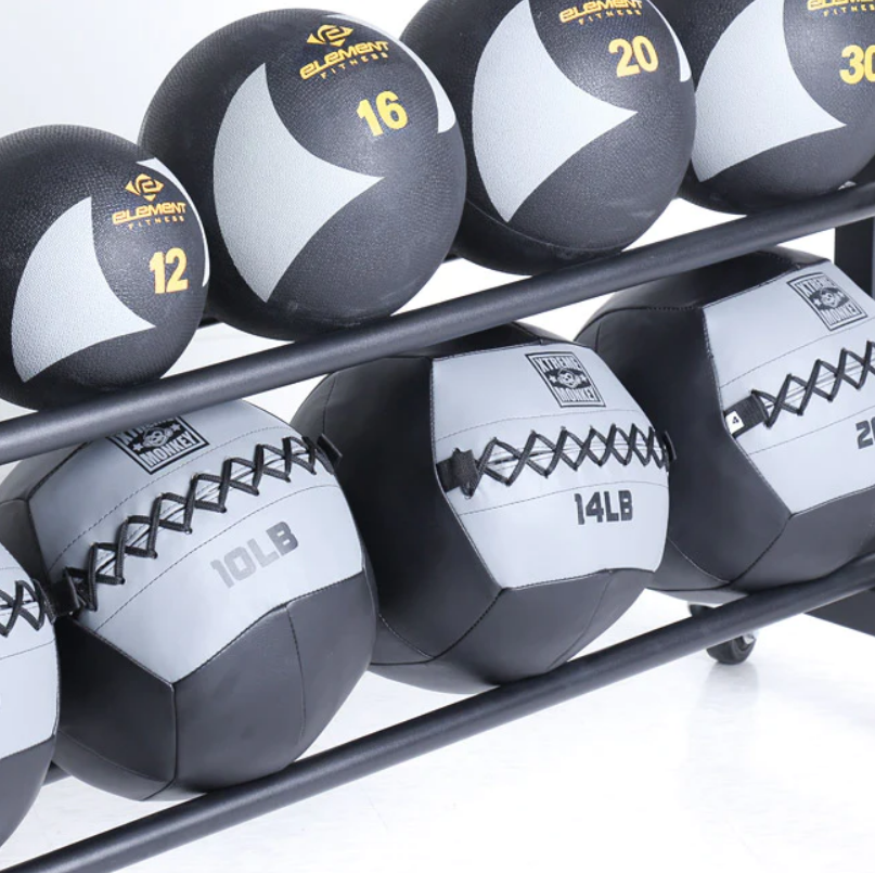 3-Level Adjustable Medical Ball Support Stand with Wheels - Ideal for Physical Therapy, Rehabilitation, and Sports Training
