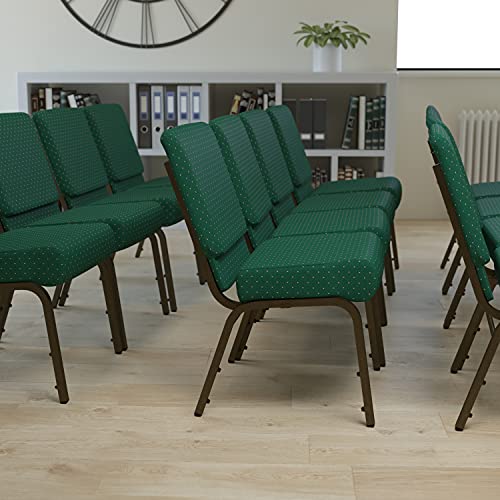 Hunter Green Dot Patterned Fabric/Gold Vein Frame