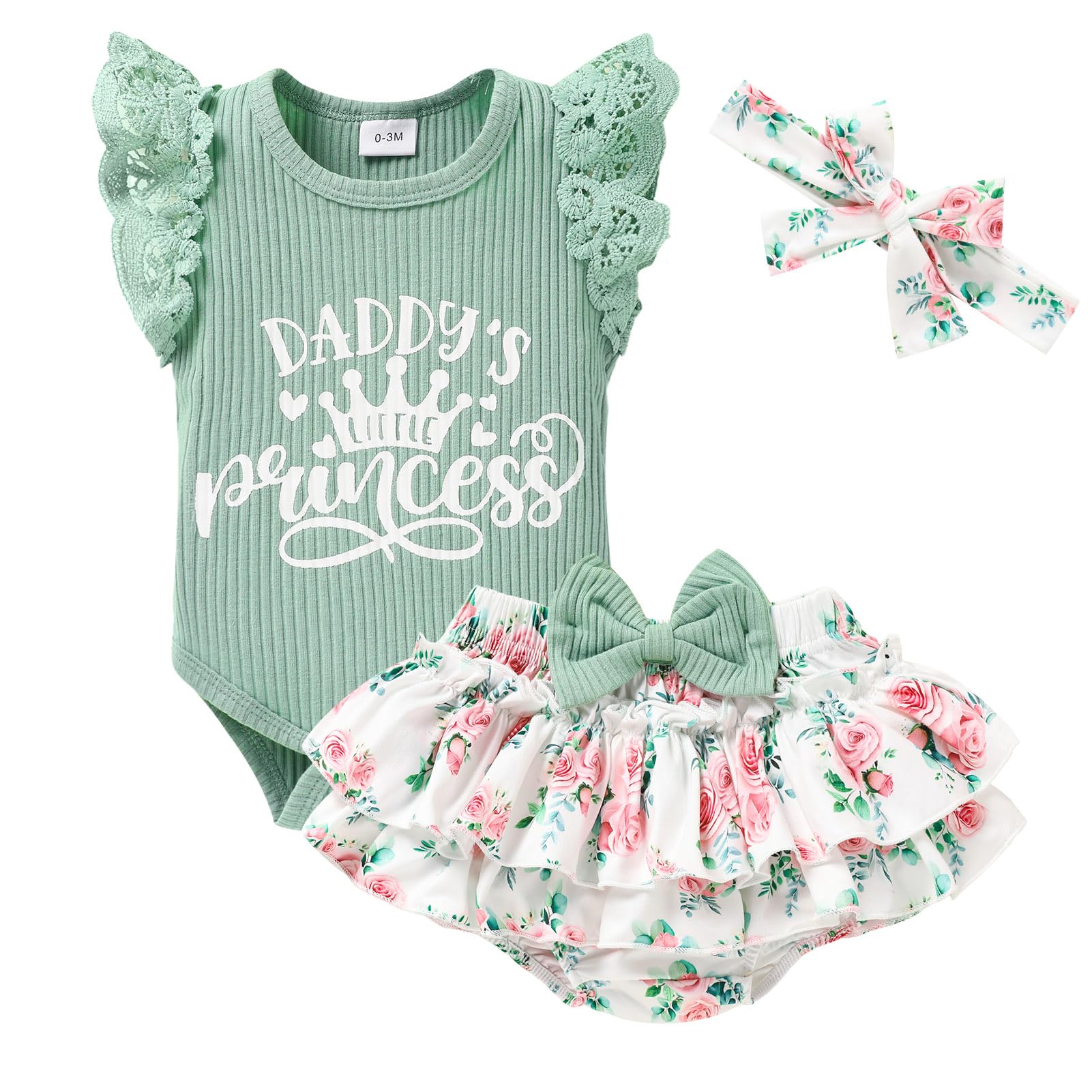 Newborn Baby Girl Clothes Set - Floral Ruffled Romper & Shorts Summer Outfit | Cute Infant Outfits for Girls | Perfect for Photoshoots, Parties & Playdates