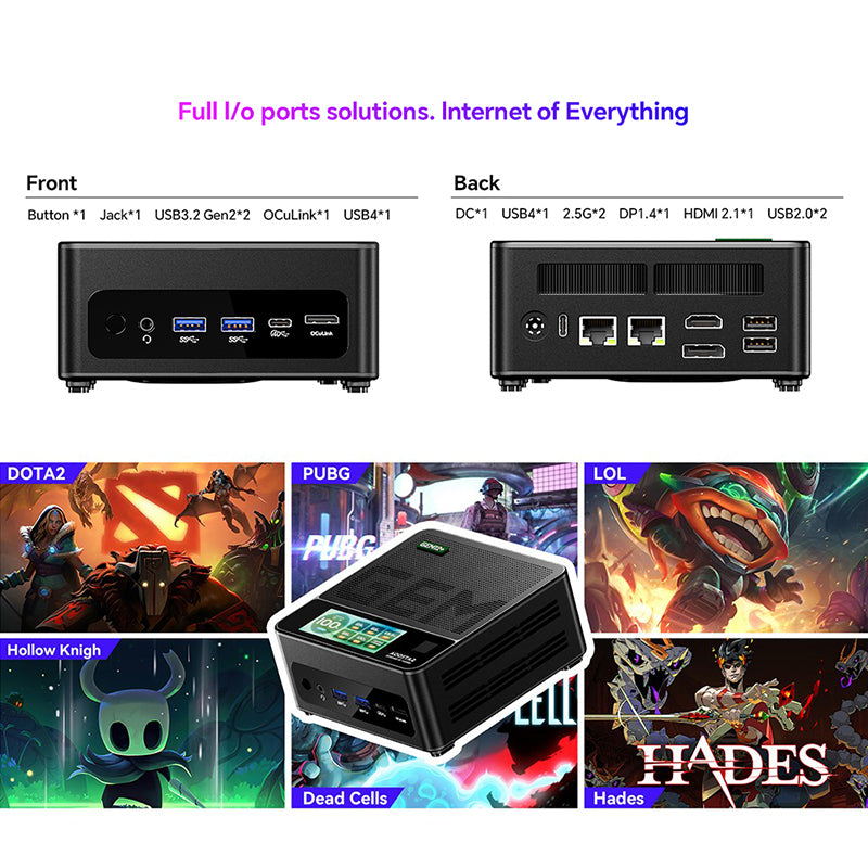 AOOSTAR GEM12+ Mini PC with AMD Ryzen 7 PRO 8845HS, OCulink Port - Powerful Compact Desktop for Gaming, Office Work & Home Entertainment