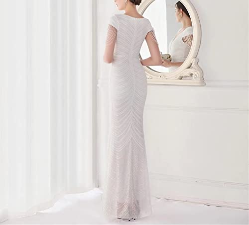 Mordarli Women's V-Neck Sequin Prom Dress Formal Gown Long Evening Gown with Crystal Beading - Elegant for Homecoming, Pageants & Black Tie Events 2023