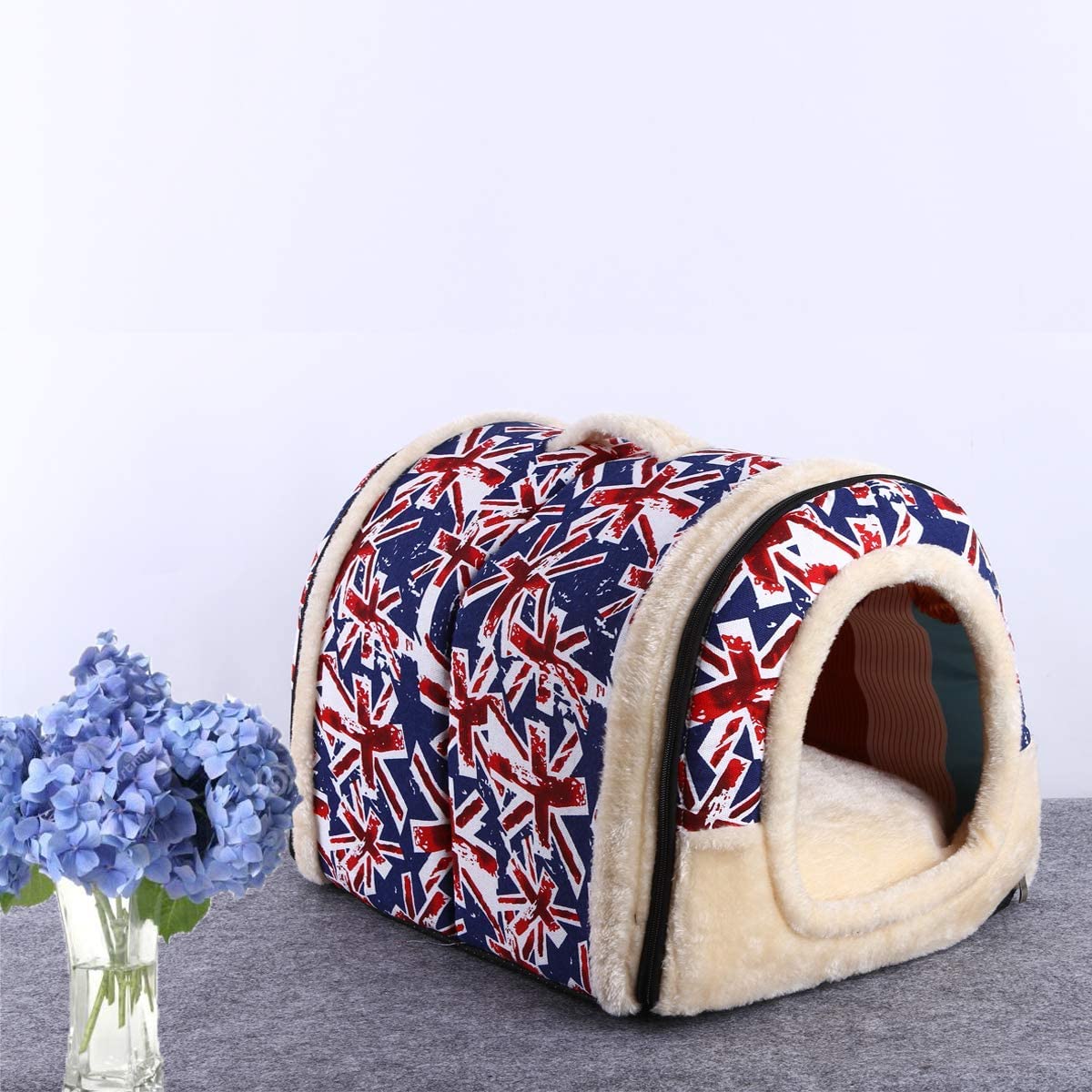 Soft Warm Indoor Dog House & Cat Cave - Portable Foldable Pet Bed with Washable Removable Cushion for Small Dogs & Cats | Cozy Outdoor Igloo Shelter for Home, Travel & Camping Use