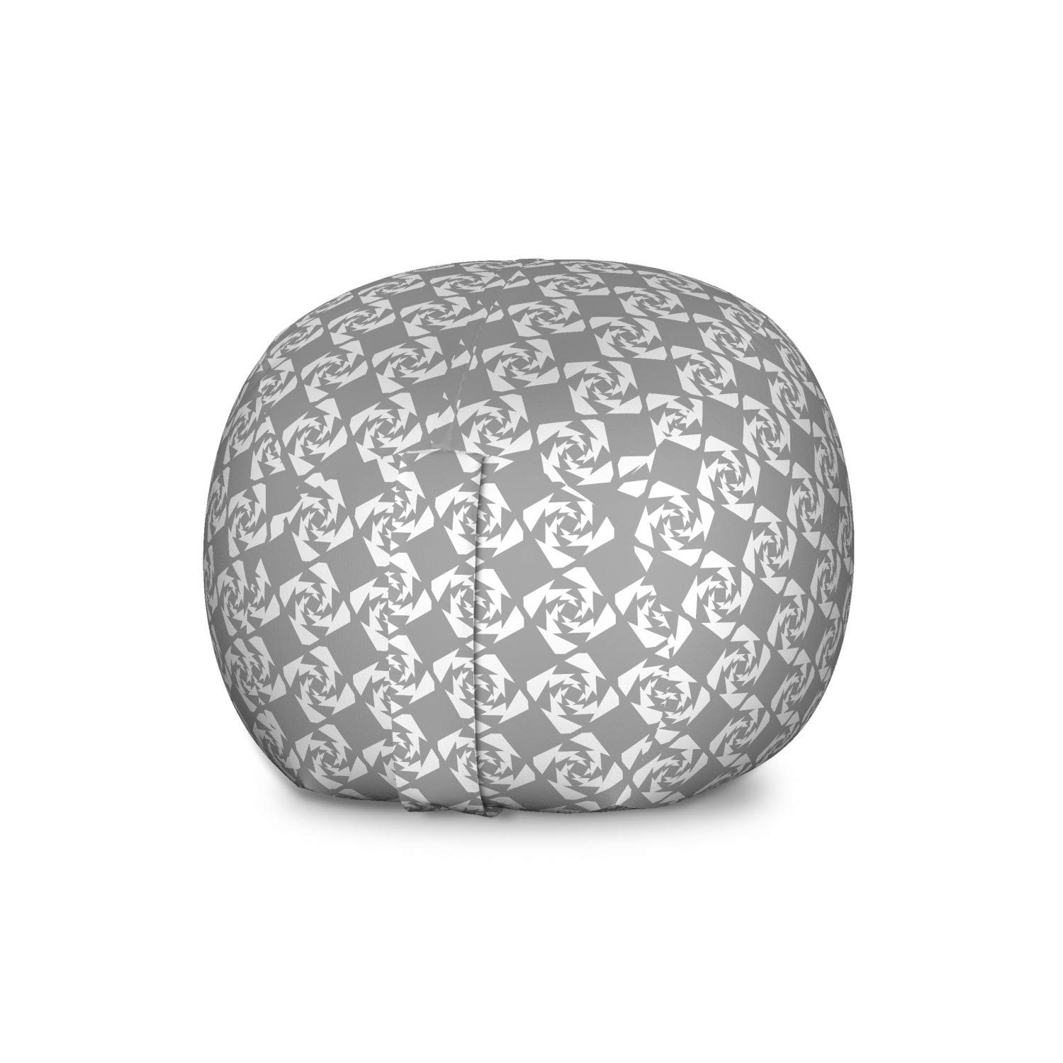 Ambesonne Geometric Storage Toy Bag Chair - Washable Large Stuffed Animal Organizer with Monochromatic Concentric Squares Design, Grey & White - Perfect for Kids' Room, Playroom & Nursery Organization