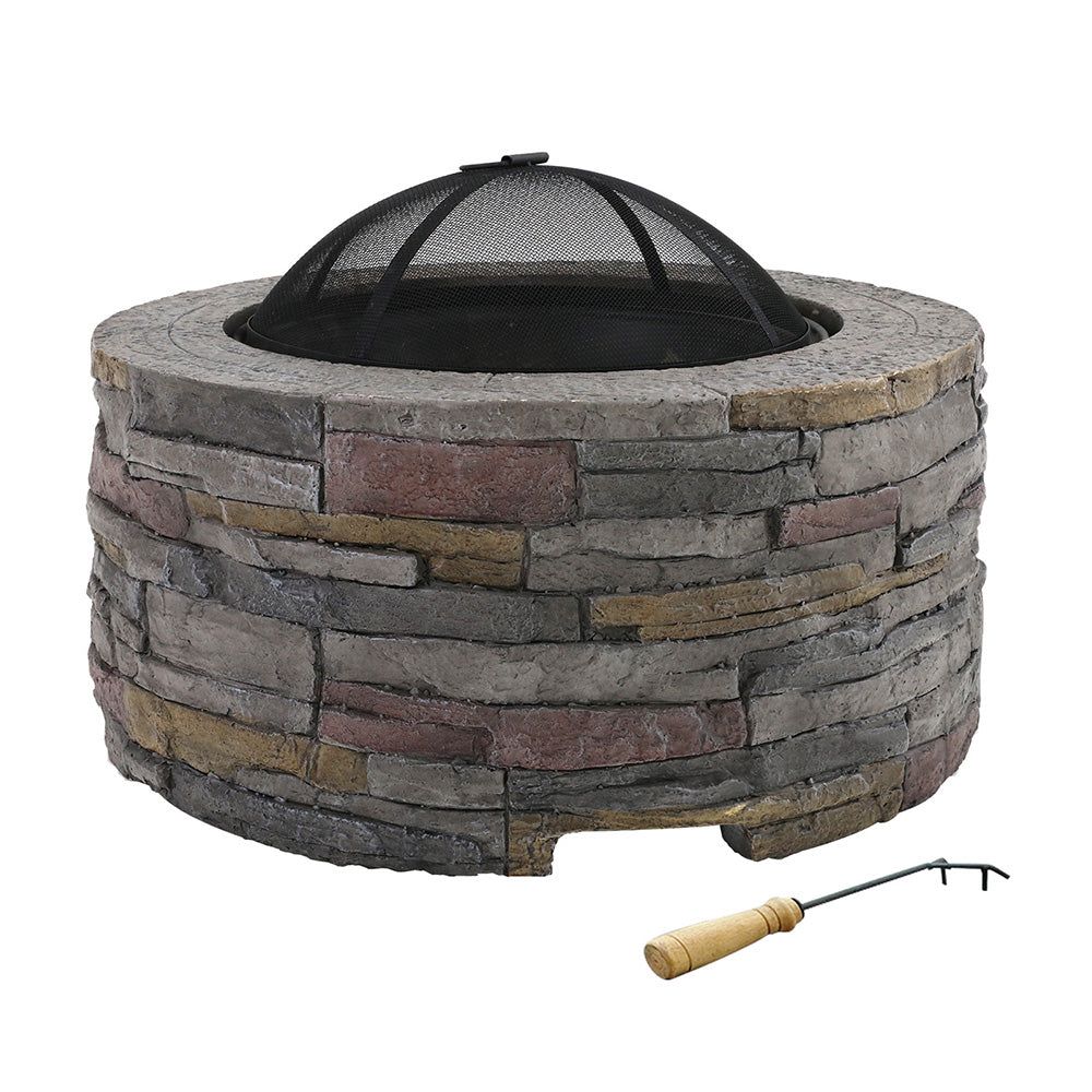 Premium Grillz Fire Pit Table - Outdoor Round Fireplace for Patio, Backyard & Garden - Perfect for Camping, BBQ & Relaxing Evenings