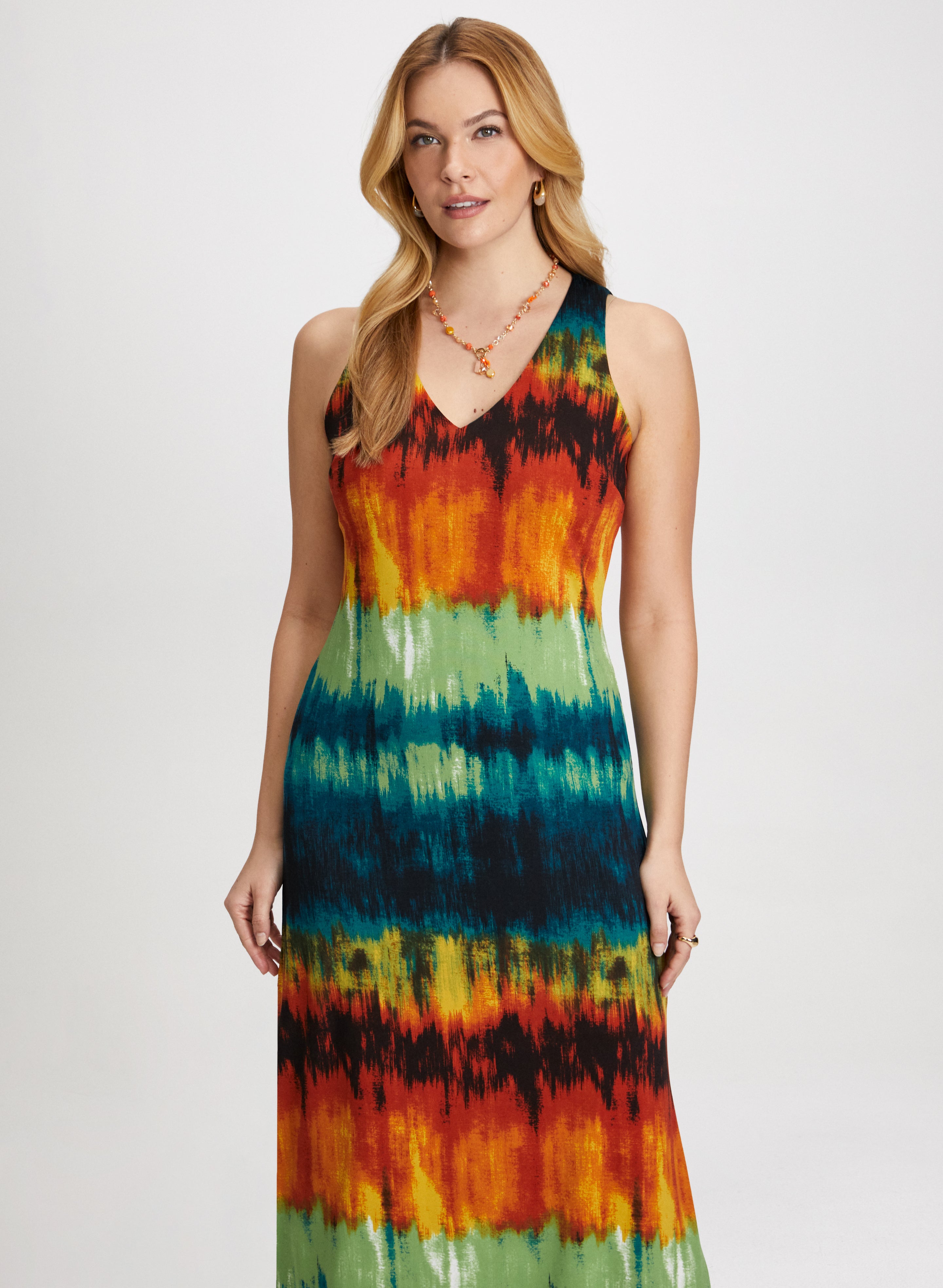 Stylish Abstract Print Maxi Dress for Women - Flowy Long Summer Dress for Beach, Vacation & Casual Outings