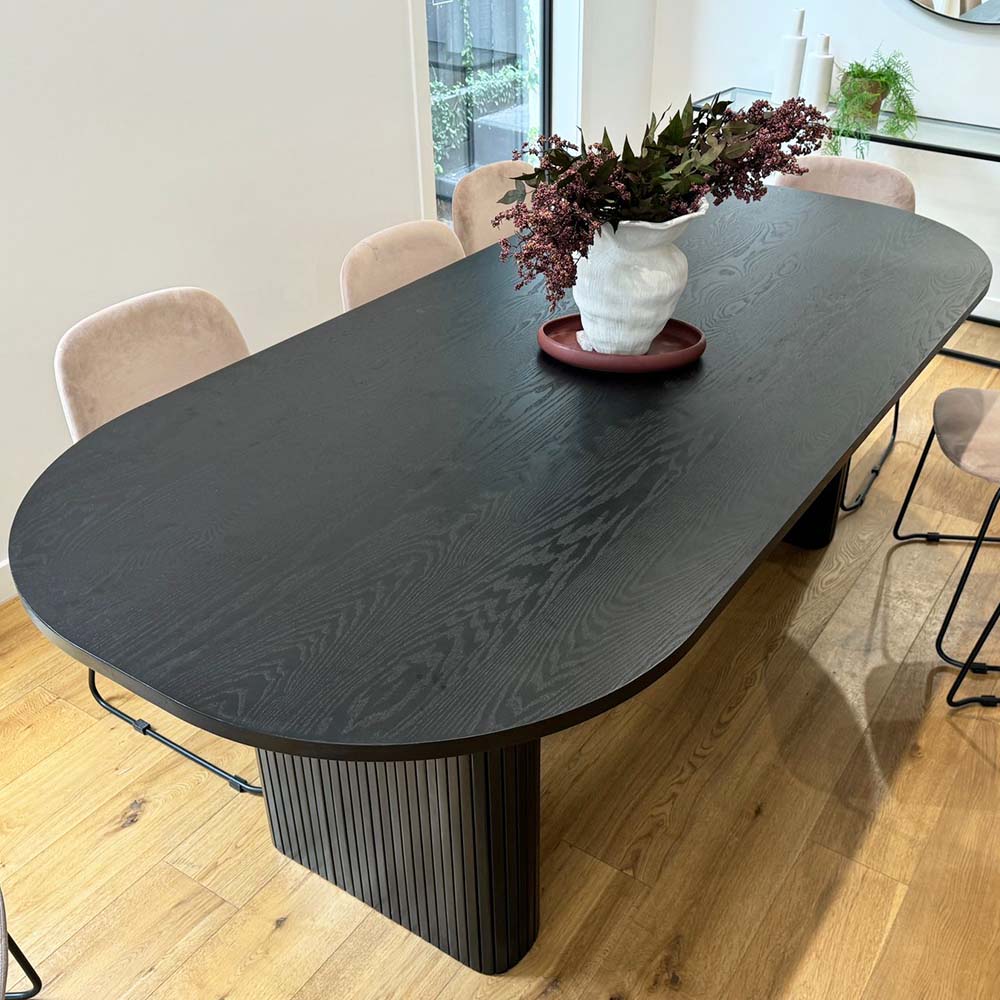 ASTON 220cm Black Dining Table - Modern Large Kitchen Table for Family Gatherings & Dinner Parties