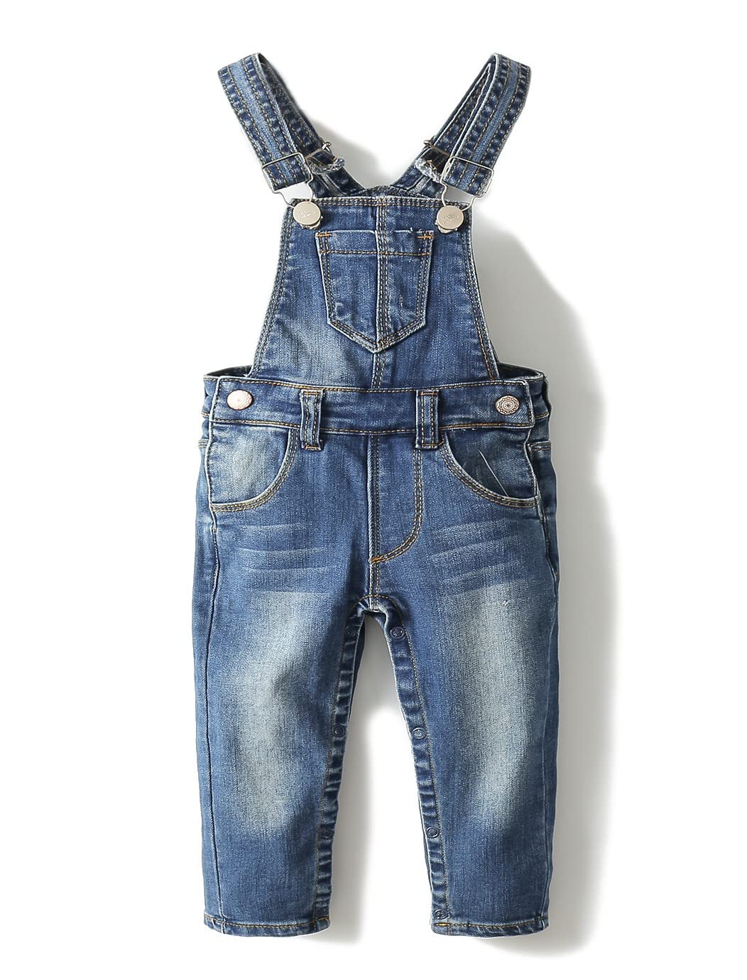 KIDSCOOL SPACE Baby Boys & Girls Denim Overalls - Toddler Slim Fit Cute Jean Dungarees for Playtime & Outdoor Adventures