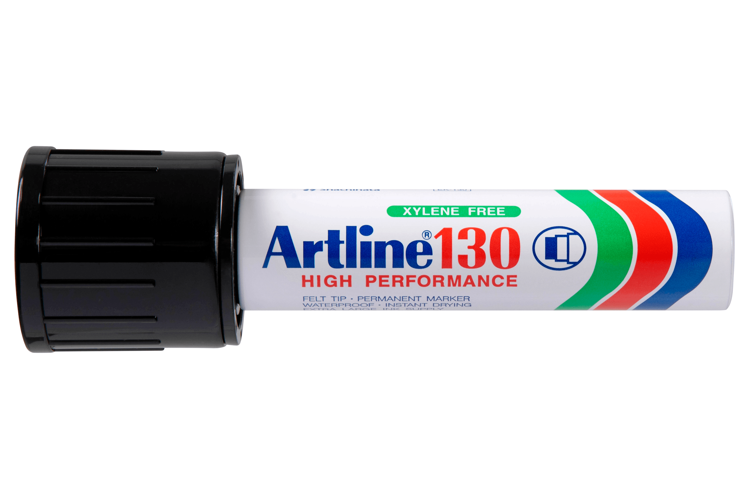 Artline 130 Permanent Marker - 30mm Wedge Nib, Black Ink, Pack of 6 - Ideal for Labeling, Industrial Marking & DIY Projects