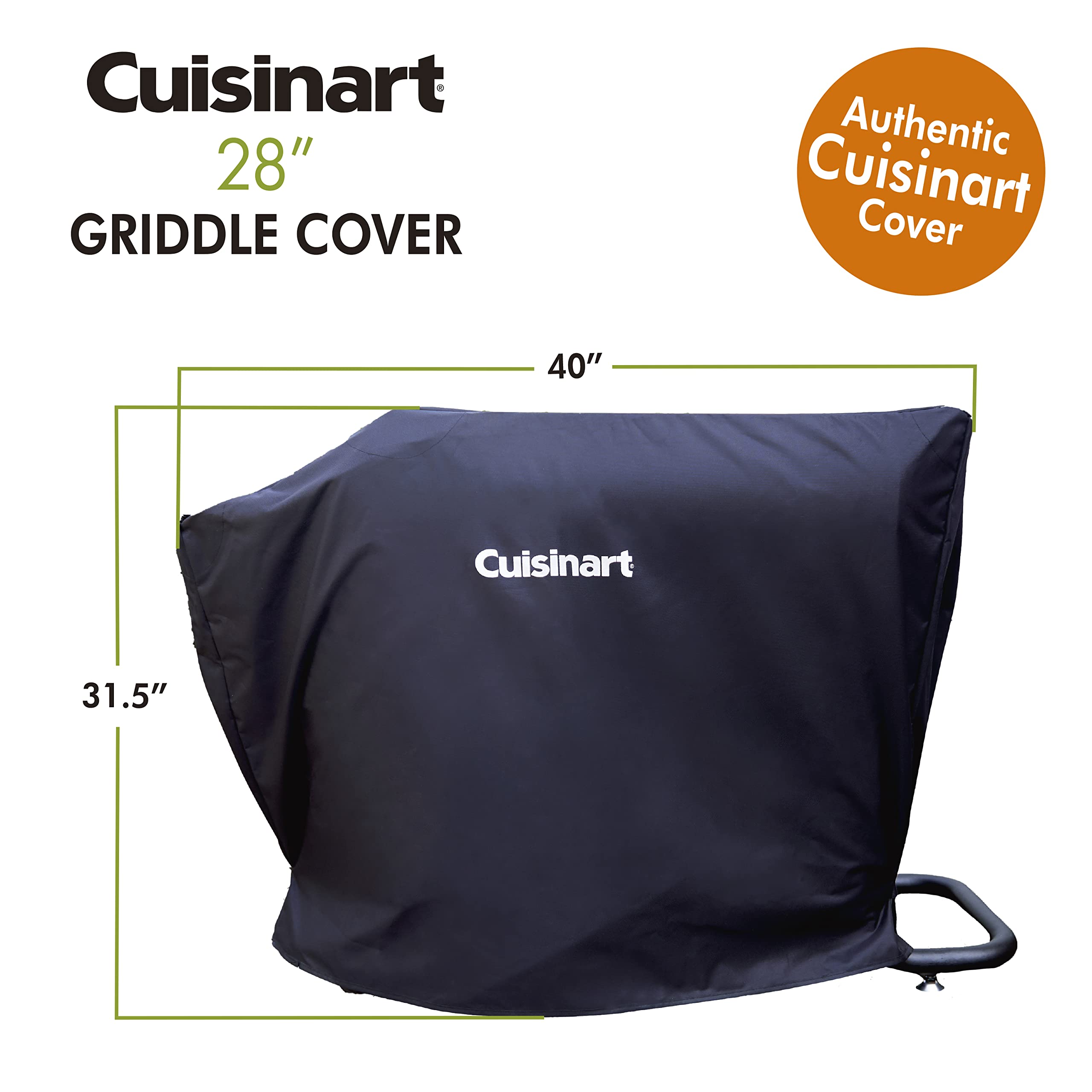 Cuisinart CGC-280 Black Griddle Cover - Protective Cover for Outdoor Grills & BBQs - Perfect for Backyard Cooking, Camping & Picnics