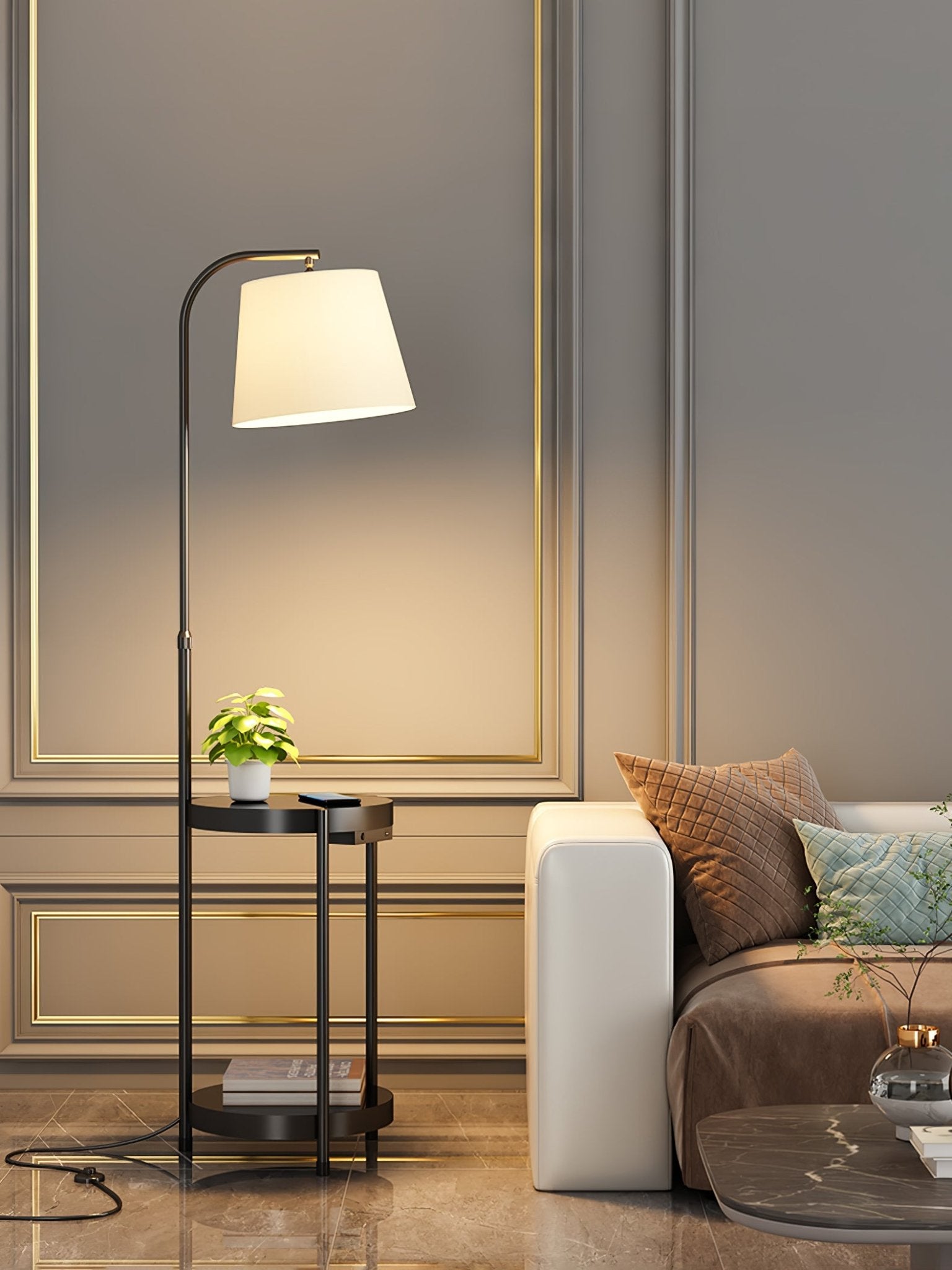 Modern Lilah Floor Lamp - Adjustable Height LED Standing Light for Living Room, Bedroom, Office - Warm White & Cool White Light Modes - Perfect for Reading, Working, and Relaxing
