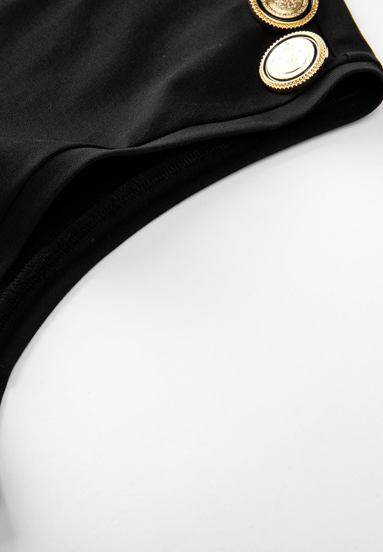 Embellished Round Neck Button Shoulder Vest Top for Women - Stylish Layering Piece for Casual Outfits and Office Wear