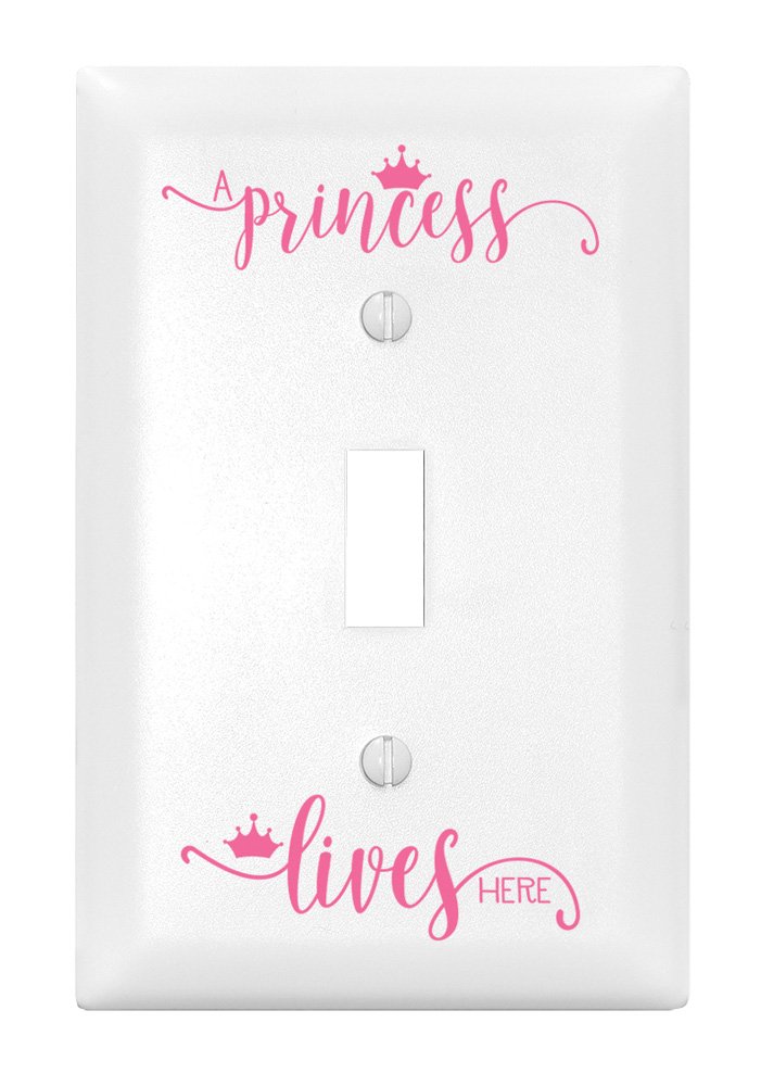 DEXSA Princess Lives Here Let Your Light Shine Single Light Switch Plate Cover - USA Made - Perfect for Kids' Rooms, Nursery Decor & Princess Themed Bedrooms