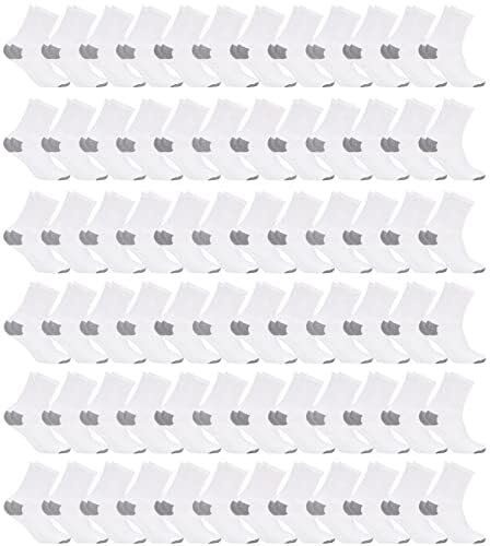 72 Pairs White Womens / Gray Heel and Toe