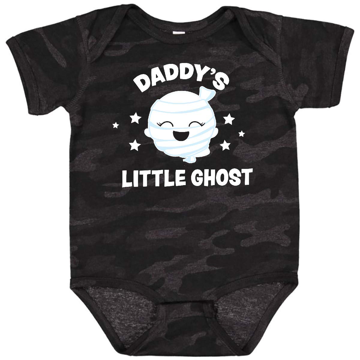 Inktastic Cute Daddy's Little Ghost with Stars Baby Bodysuit - Soft Cotton Infant Onesie for Halloween, Birthday & Family Photos