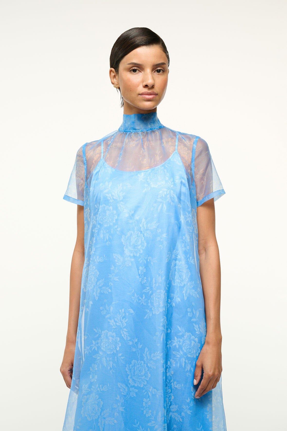 Calluna Dress - Blue Rose Floral Print Women's Summer Dress for Casual Wear, Beach Outings, and Date Nights