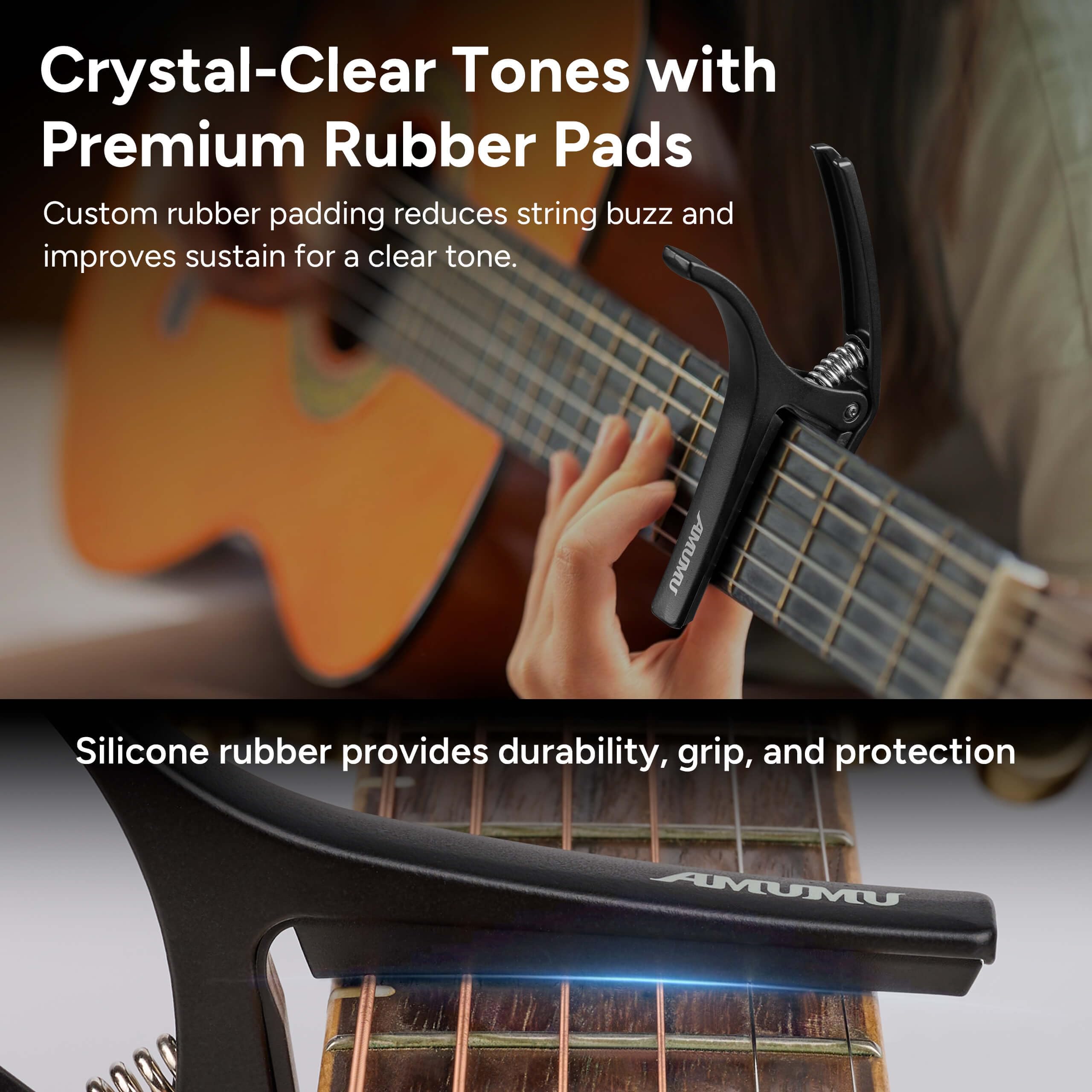 AMUMU PitchMate Guitar Capo with Bridge Pin Puller - Universal Fit for Electric & Acoustic Guitars | Secure Grip, Compact Design | Perfect for Live Performances & Studio Recording
