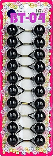 Tara Girls Twinbead Bubble Ball Ponytail Hair Elastics 10-Pack - Black | Soft Stretchy Hair Ties for Kids & Teens | Perfect for School, Sports & Everyday Hairstyles