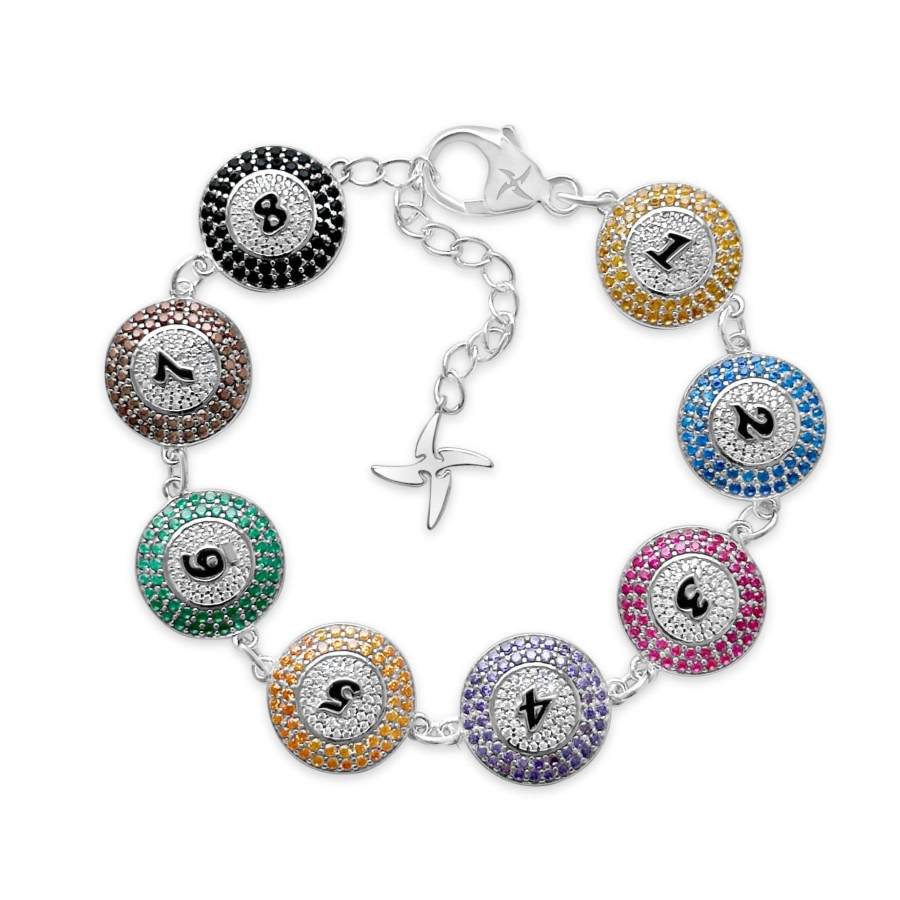 8 Ball Bracelet - .925 Sterling Silver Iced Out Charm Bracelet for Men & Women - Perfect for Hip Hop Jewelry, Gifts & Streetwear Fashion