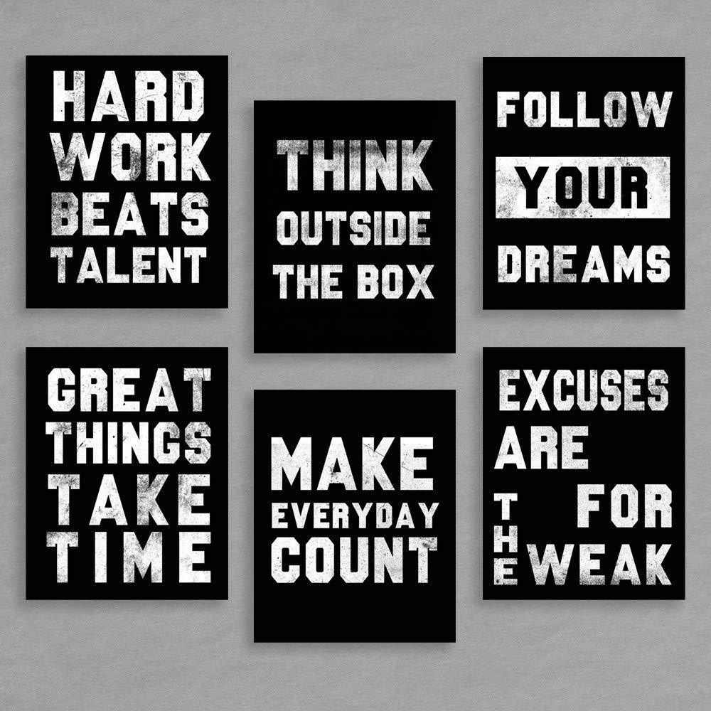 Homanga Motivational Wall Art Posters - Set of 6 Inspirational Quote Canvas Prints (8x10 Inch) for Office, Living Room, Classroom & College Decor | Positive Home & Work Space Decorations | Perfect for Teens, Students & Professionals