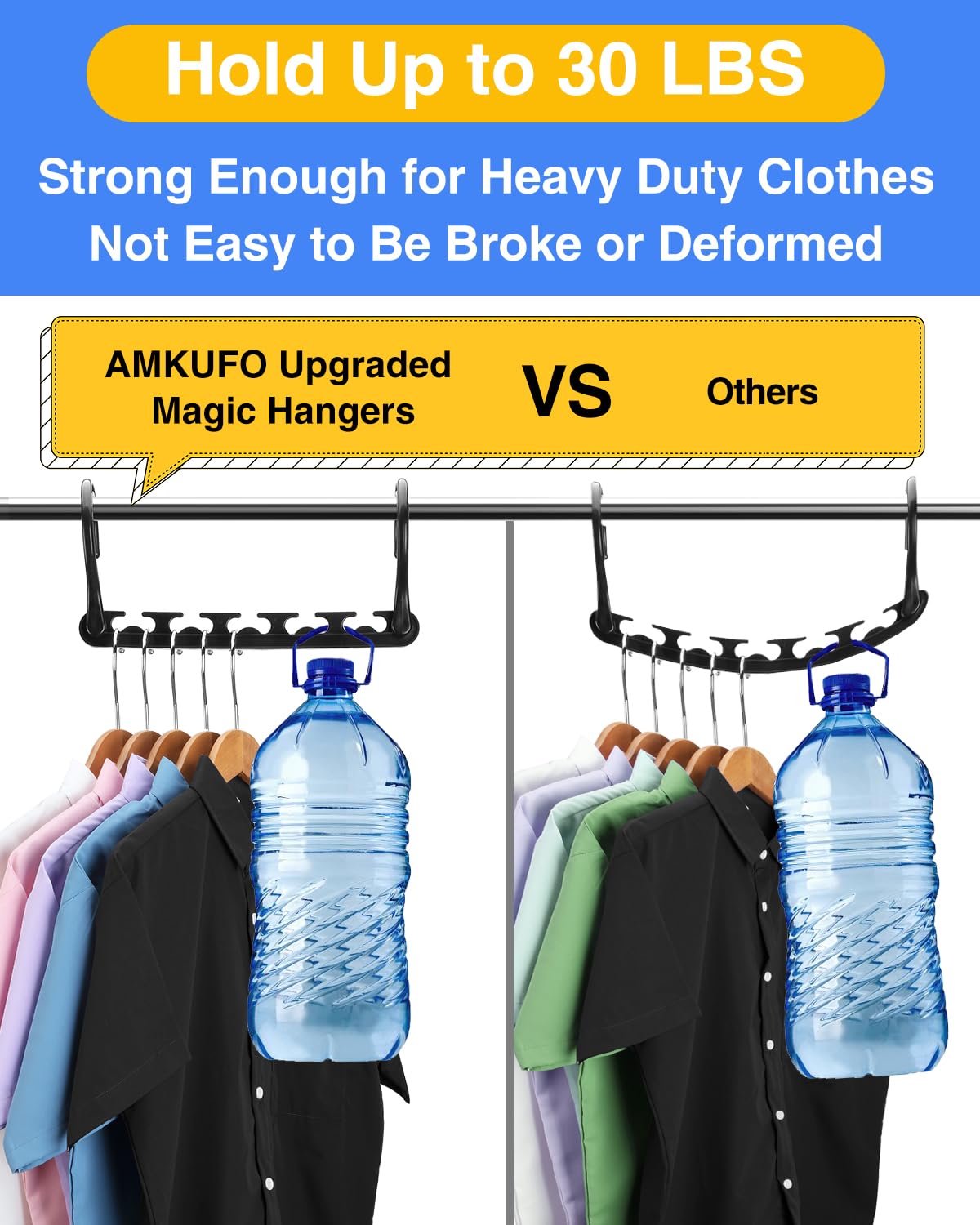 AMKUFO 12-Pack Space Saving Hangers - Closet Organizer & Storage for Dorm Room, College Essentials - Perfect for Small Spaces, Student Dorms & Wardrobe Organization