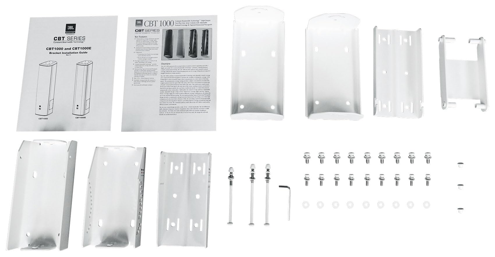 JBL CBT 1000-WH 1500W 2-Way Swivel Wall Mount Line Array Column Speaker - White | Professional PA System for Churches, Auditoriums & Live Events