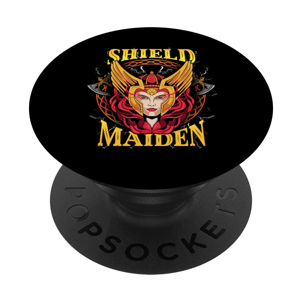 Norse Mythology Shield Maiden Warrior PopSockets - Phone & Tablet Grip Stand with Swappable Cover | Perfect for Gaming, Work & Daily Use