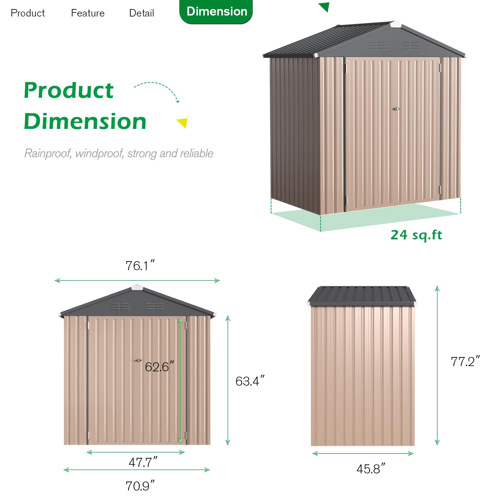 U-MAX 6x4 Galvanized Metal Storage Shed - Outdoor Utility Shed Kit for Backyard, Garden, Patio & Lawn | Weather-Resistant Small Outdoor Storage Solution for Tools, Equipment & Seasonal Items