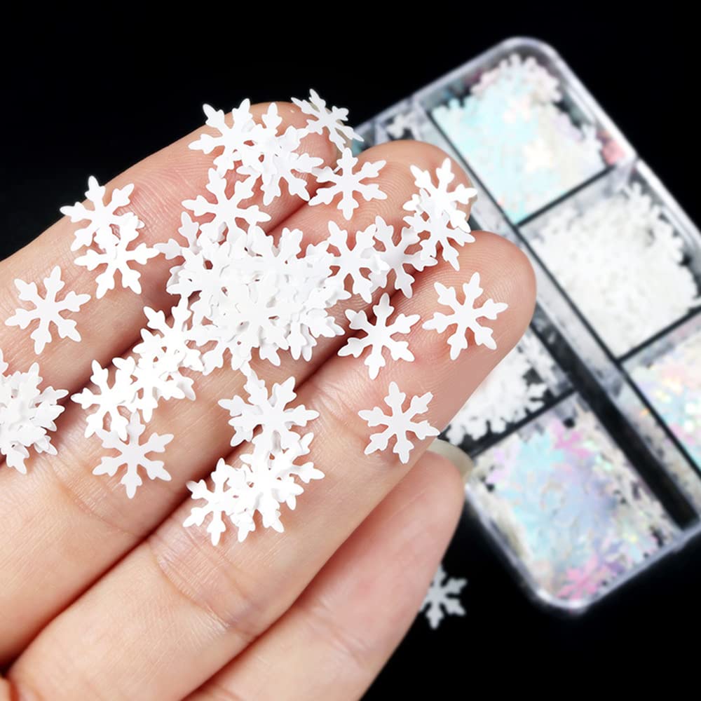 Doneace Christmas Nail Glitter Sequins - 2 Boxes Snowflake Nail Art Confetti with 3D Holographic Shine - Perfect for Holiday Nail Designs, Acrylic Nails Decorations & DIY Christmas Manicures - Great for Parties, Gifts & Festive Nail Art