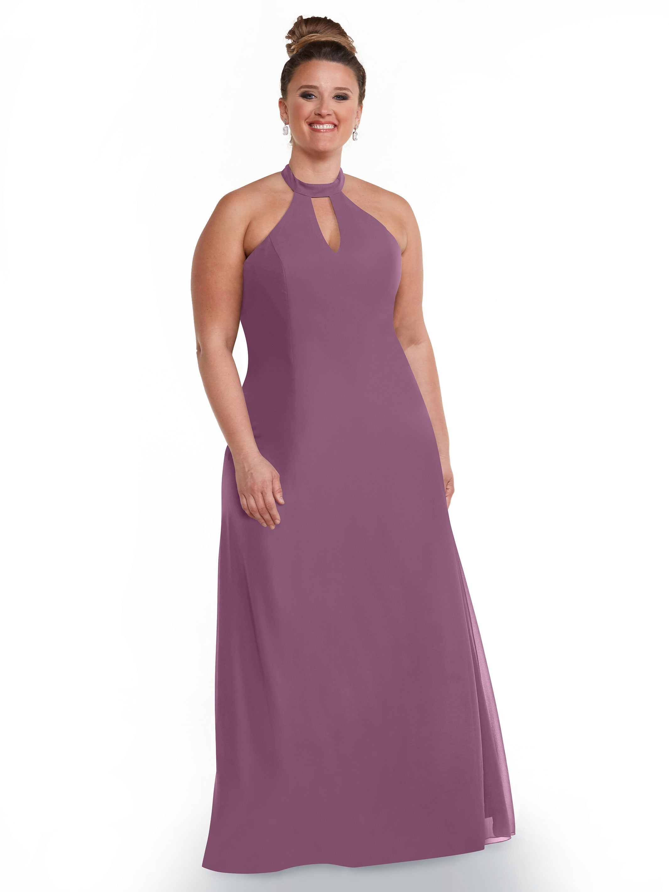 Elegant 80138 Chiffon A-Line Bridesmaid Dress with Keyhole Halter Neckline - Perfect for Weddings, Formal Events & Special Occasions