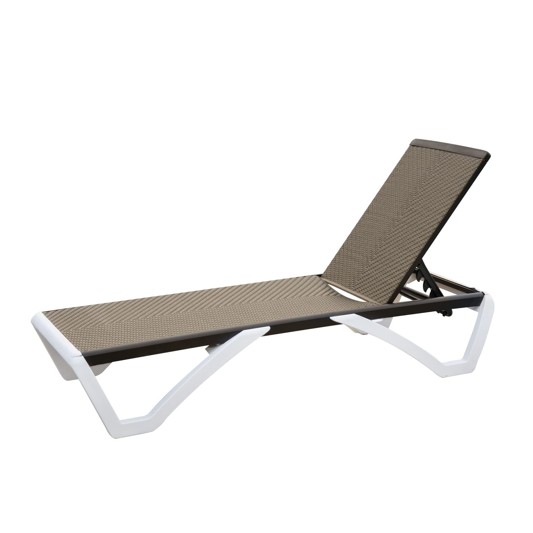 **Domi Adjustable Aluminum Pool Lounge Chair - All-Weather Outdoor Chaise Lounge with Brown Wicker Design for Deck, Lawn & Backyard - Perfect for Sunbathing, Relaxing by the Pool, or Lounging in the Garden**