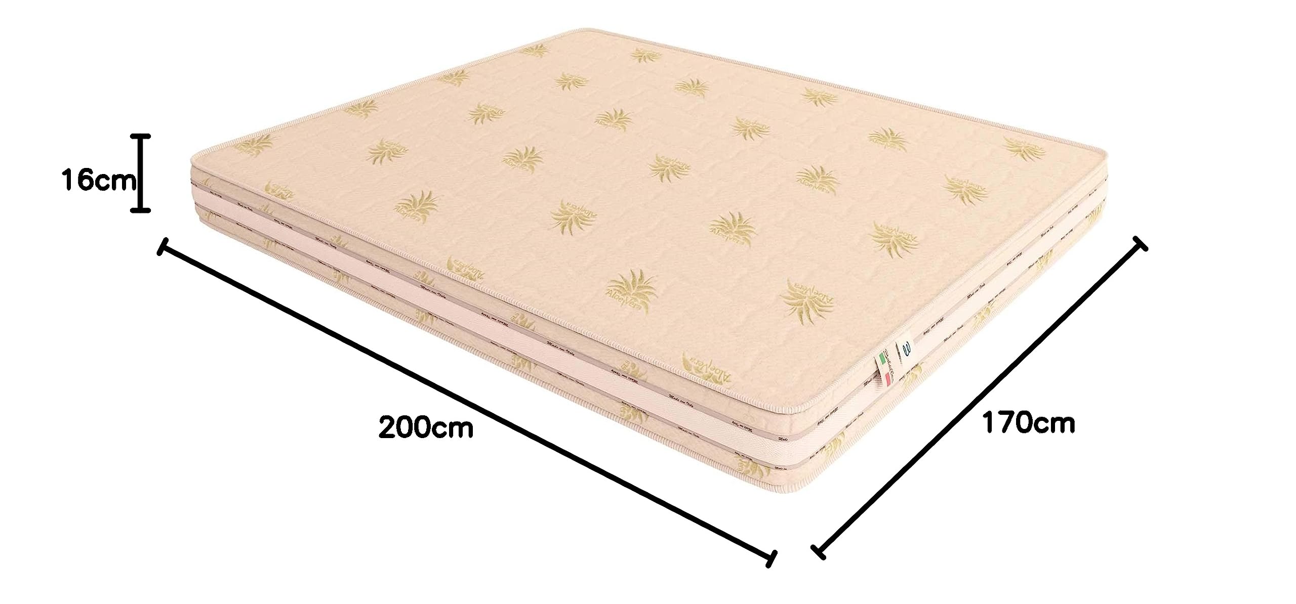 **16cm Orthopedic Bonnel Spring Mattress 170x200cm - Aloe Vera Cover with Ventilation Band, Hypoallergenic & Dust Mite Resistant - Ideal for Back Pain Relief & Allergy Sufferers**