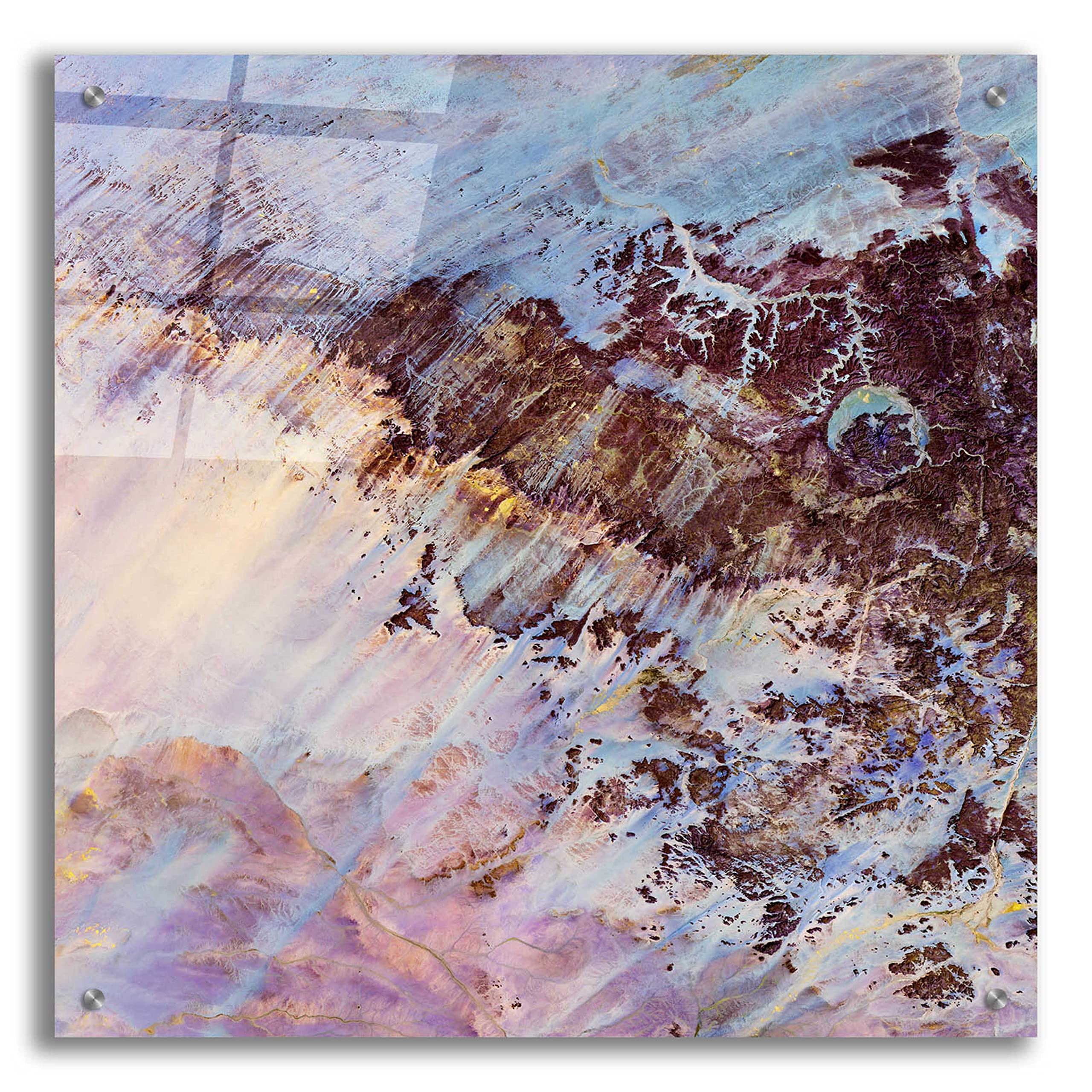 Epic Art 'Earth as Art: Storm Amid the Calm' - 24x24 Inch Modern Acrylic Glass Wall Decor - Vibrant Abstract Landscape Painting for Living Room, Office & Home Decoration