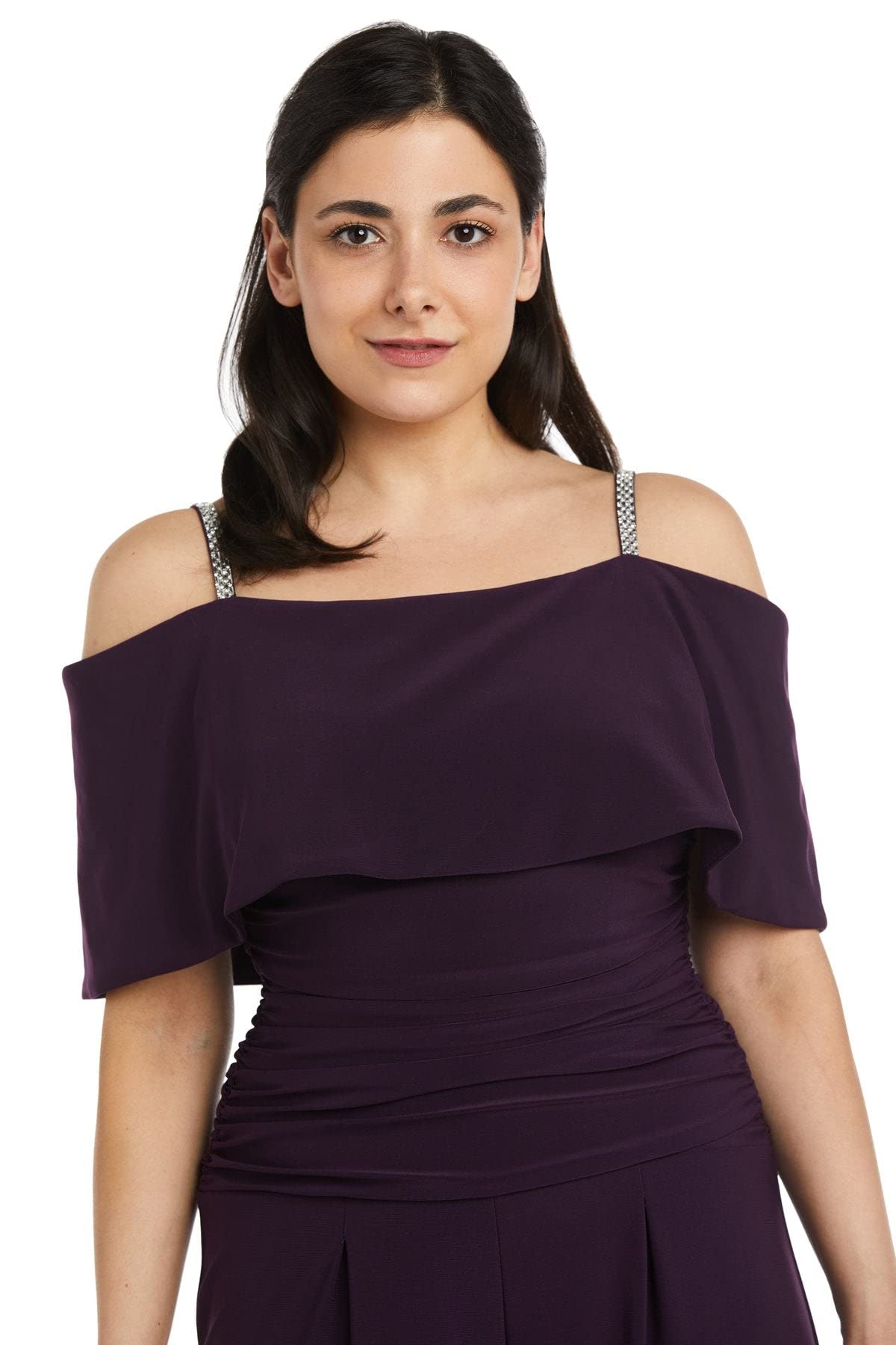 R&M Richards Women's Plus Size Knit Off-The-Shoulder Jumpsuit - Stylish & Comfortable One-Piece Outfit for Casual Wear, Date Night & Summer Vacations
