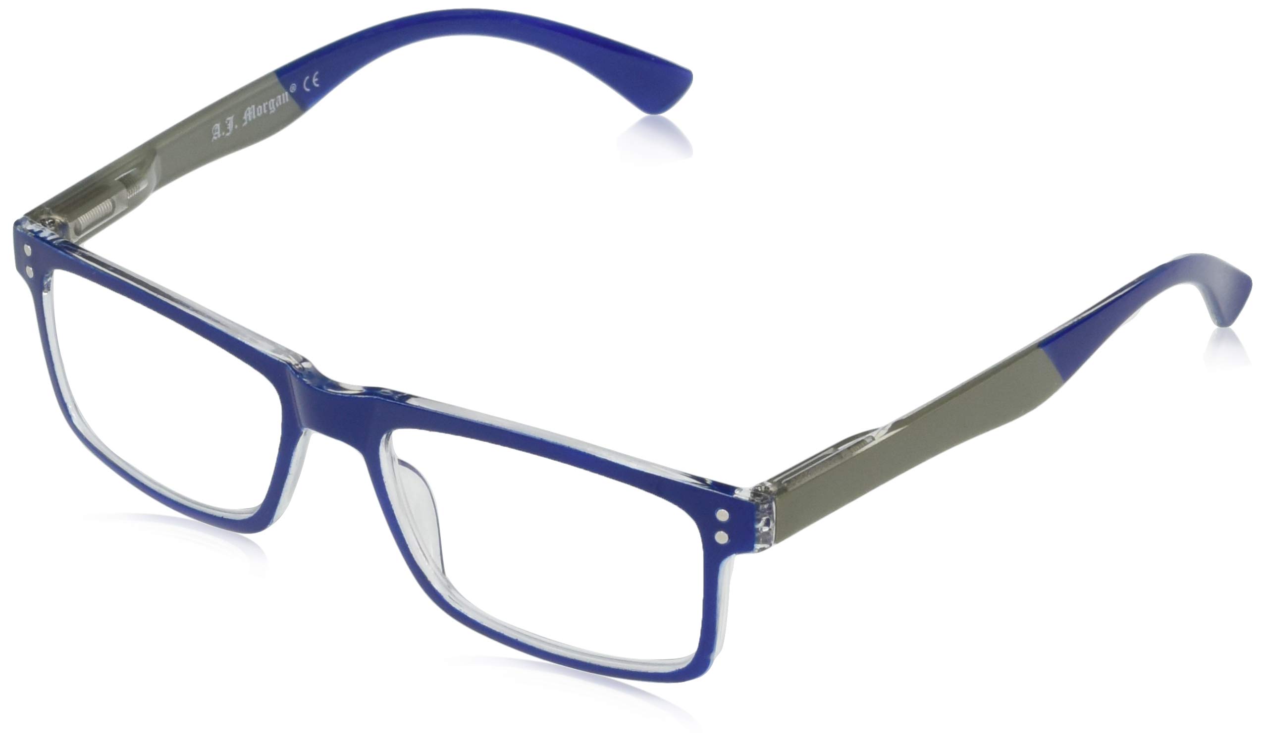 A.J. Morgan Racers - Stylish Rectangular Reading Glasses for Men & Women, Blue Light Blocking, Lightweight Comfort for Computer Work, Reading, and Office Use