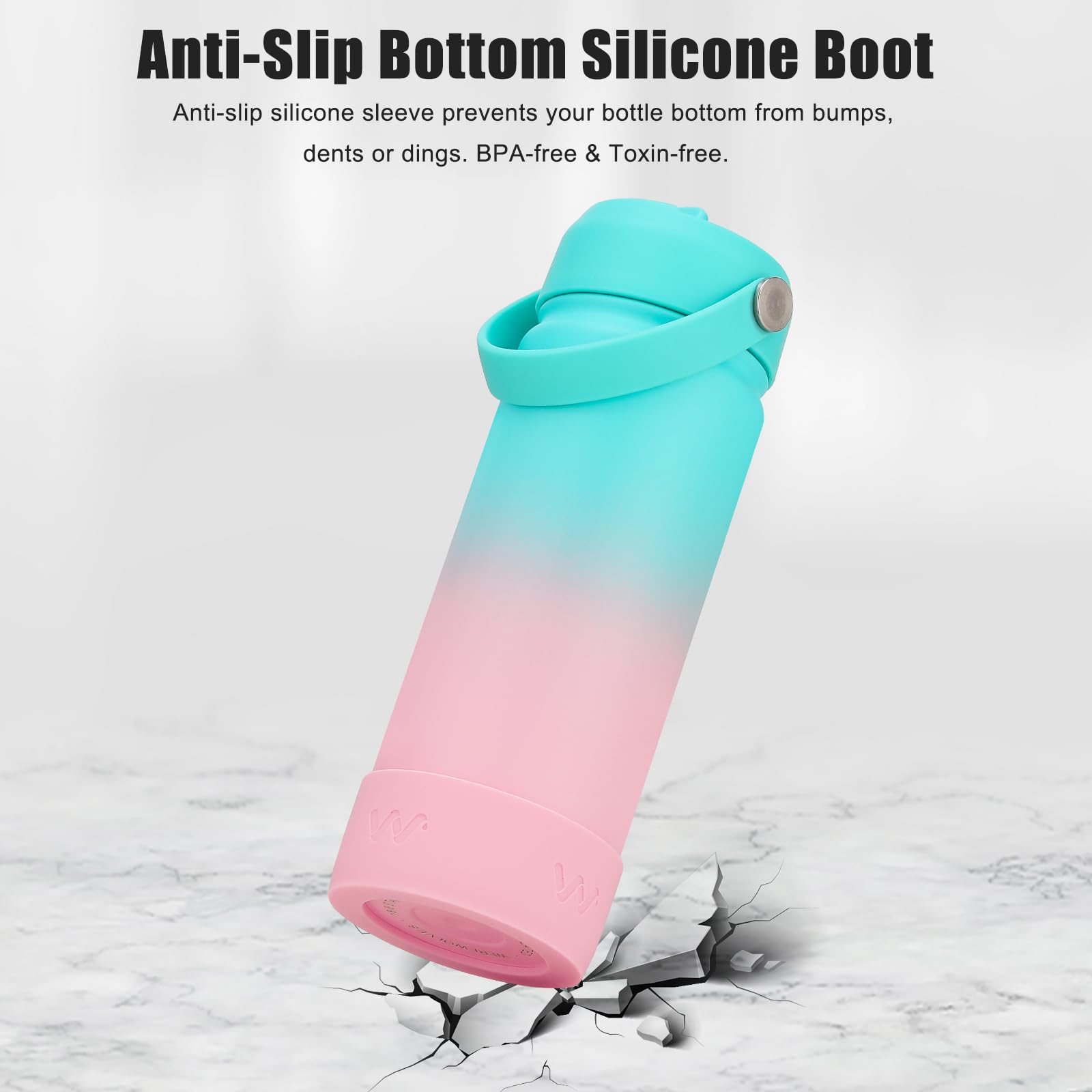 **18oz Insulated Stainless Steel Kids Water Bottle with Straw Lid, Shoulder Strap & Boot - Leakproof Reusable Metal Bottle for School, Travel & Outdoor Activities - Bubble Gum (18 oz)**