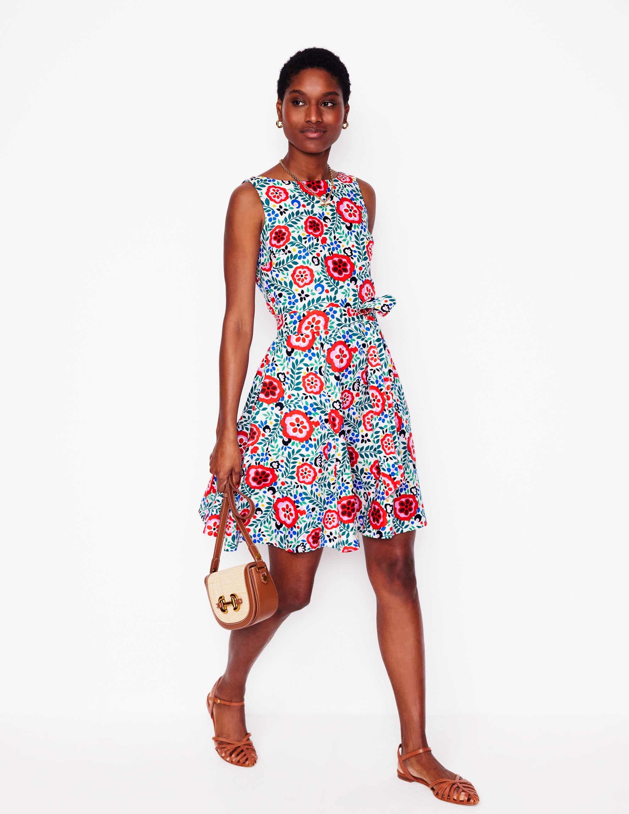 Anya Sleeveless Linen Dress for Women - Floral Print Summer Dress, Breathable & Lightweight - Perfect for Beach Vacation, Garden Party & Casual Outings