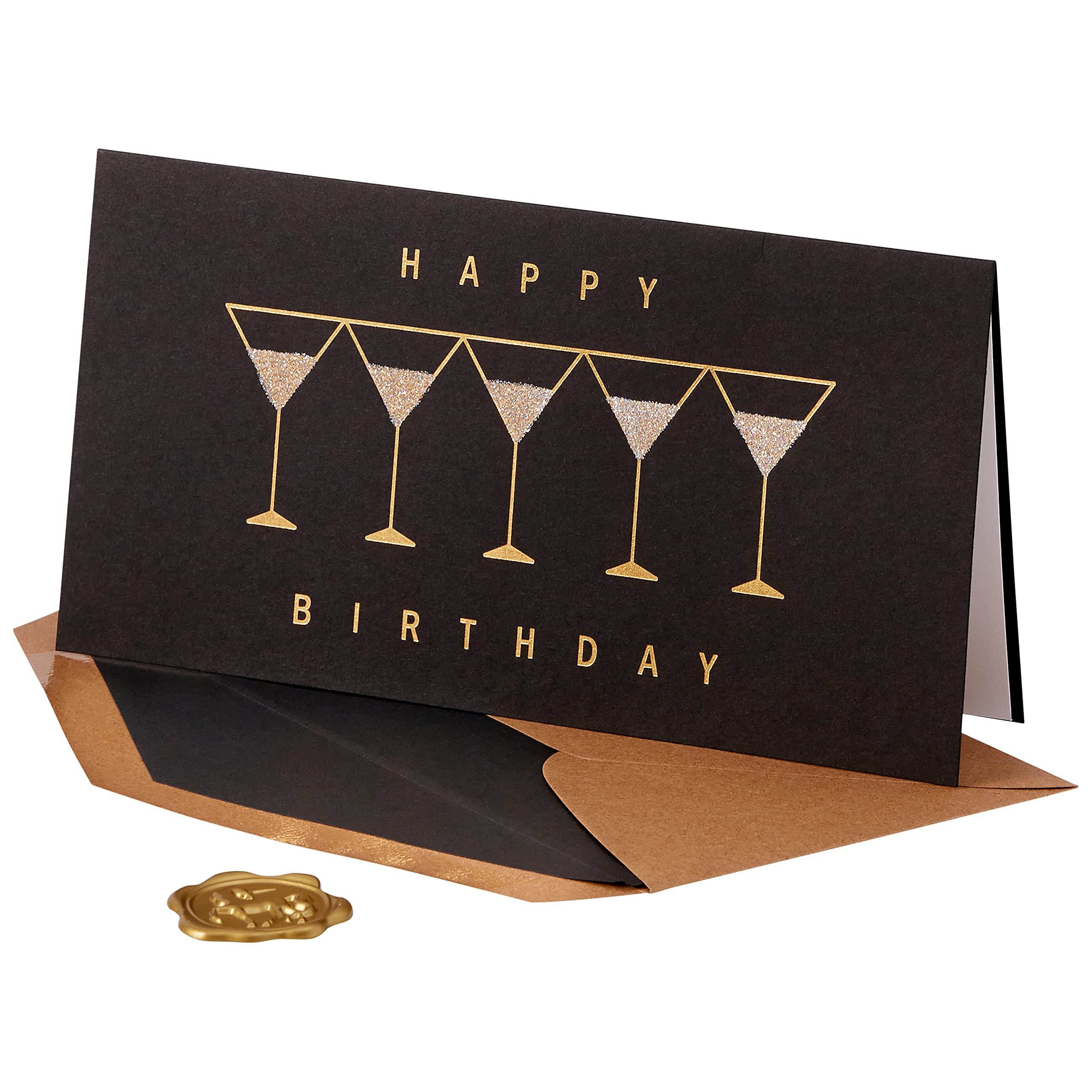 2 Pack NIQUEA.D Happy Birthday Greeting Cards with Row of Martinis Design (NB-0158) - 3.75