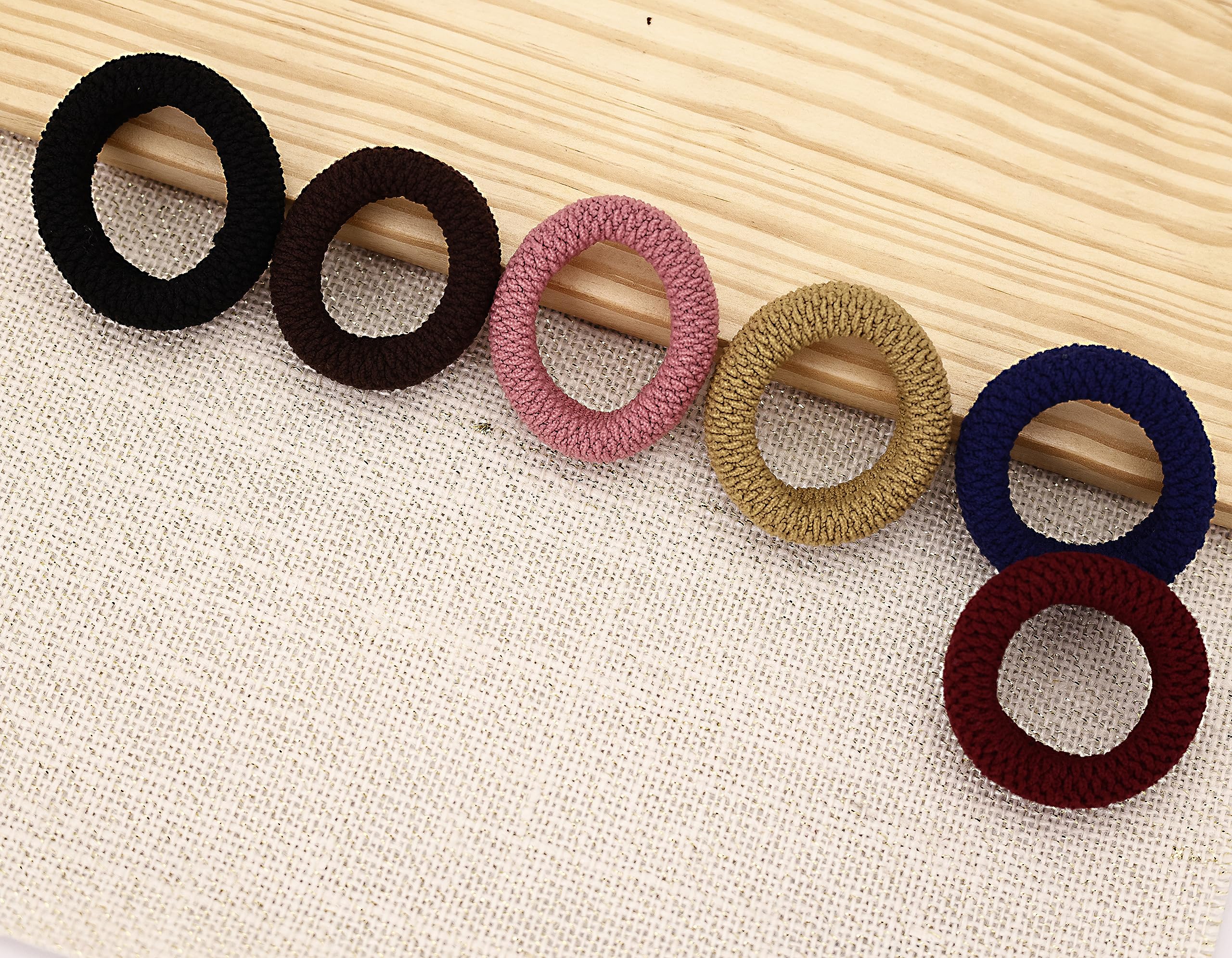 Cart Log Hair Rubber Bands for Women & Girls - Thick Soft No Break No Damage Hair Ties for All Hair Types - Pack of 12 (Dark) - Perfect for Ponytails, Braids & Everyday Styling