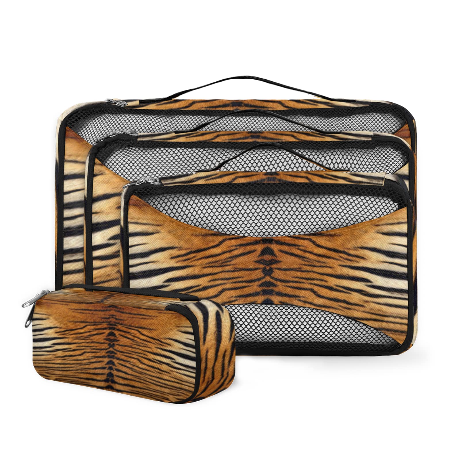 Vintage Leopard Print 4-Piece Packing Cubes Set - Travel Luggage Organizers with Mesh Panels for Clothes & Toiletries Storage - Perfect for Backpacks, Suitcases & Carry-Ons - Ideal for Business Trips, Vacations & Weekend Getaways