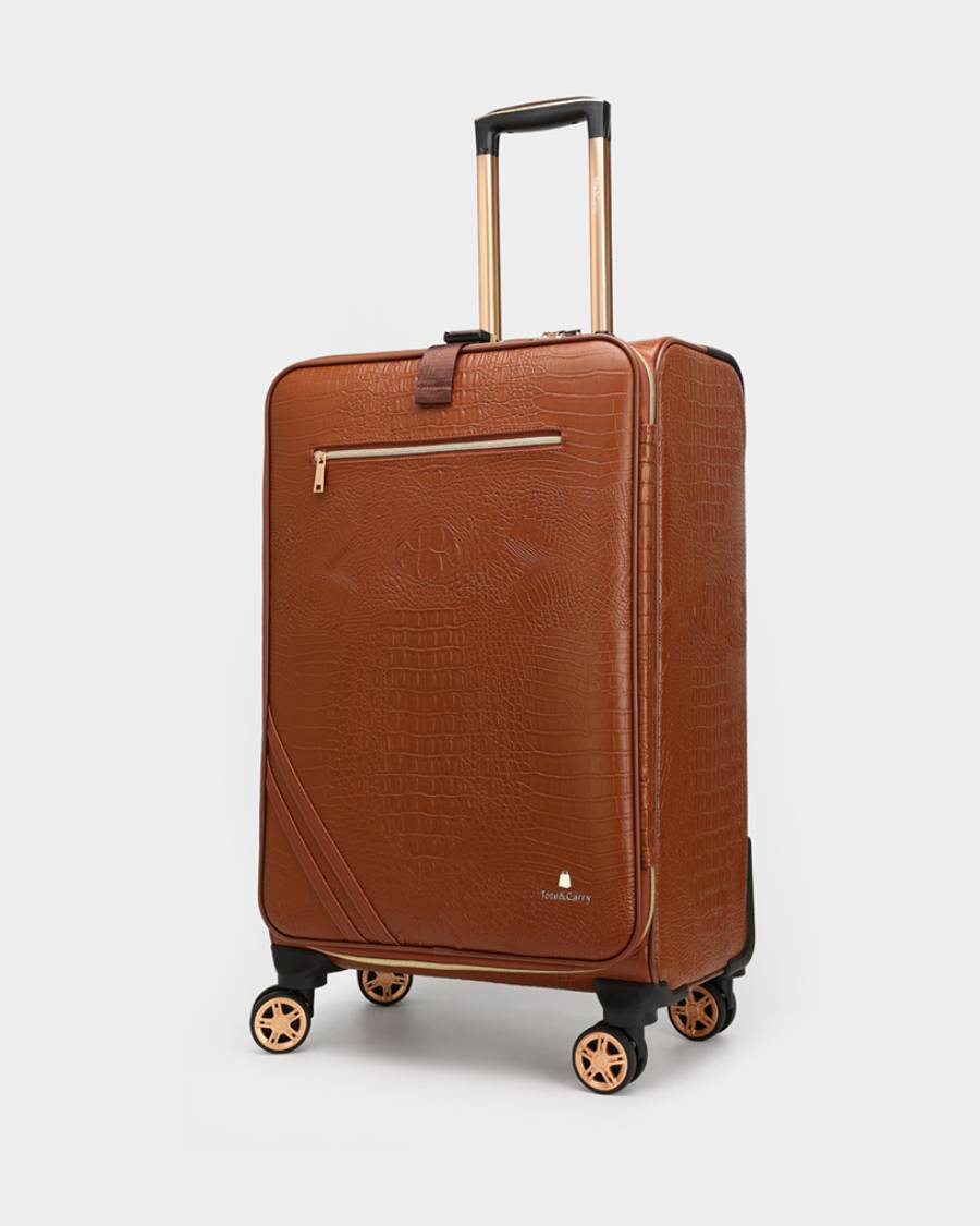 Apollo 2-Piece Luggage Set in Caramel Brown - Lightweight Spinner Suitcase for Travel, Business Trips & Vacations