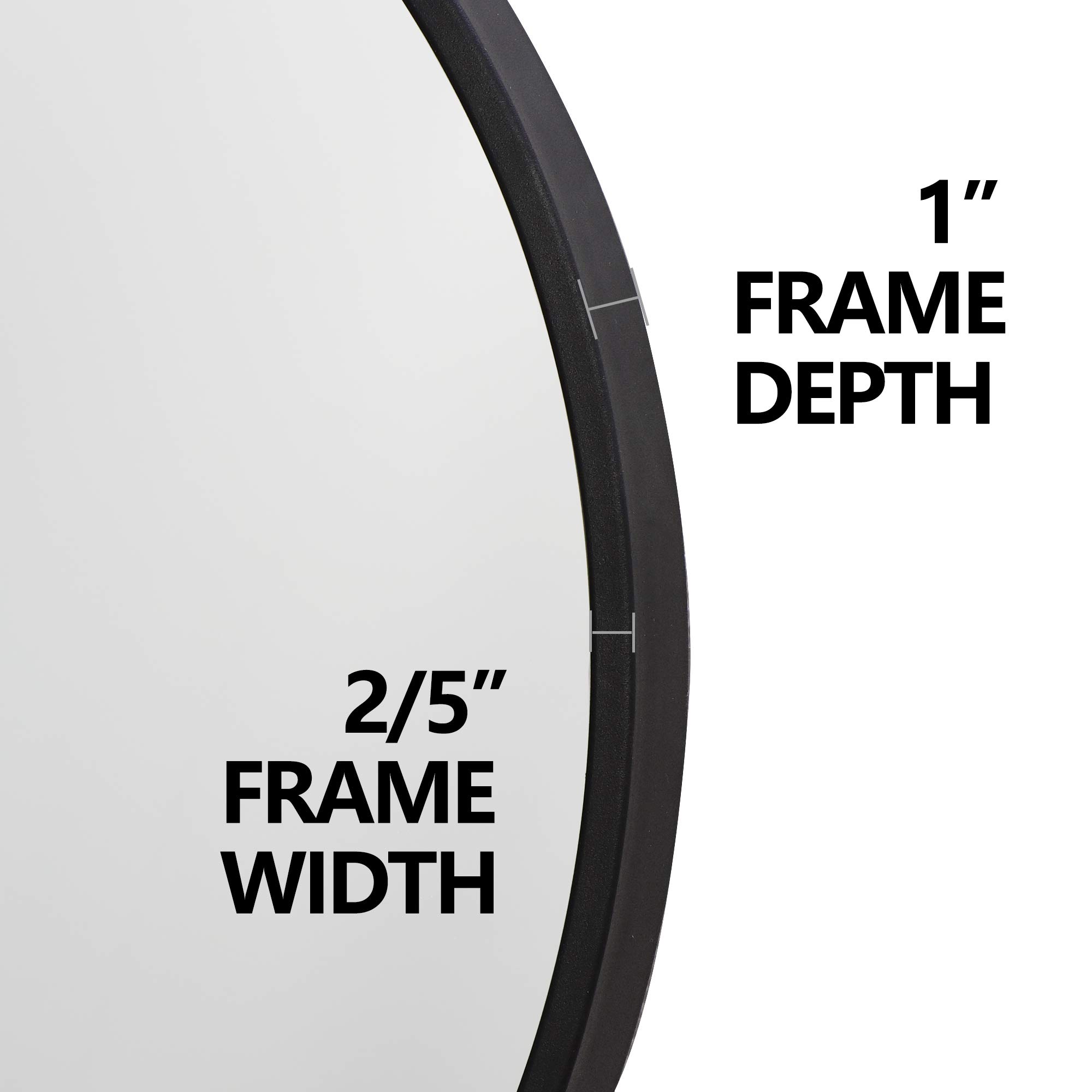 18 Inch Round Wall Mirror with Black Rubber Frame - Large Circle Vanity Mirror for Hallway, Entryway, Bedroom & Bathroom Decor | Perfect for Home, Office or Salon Use
