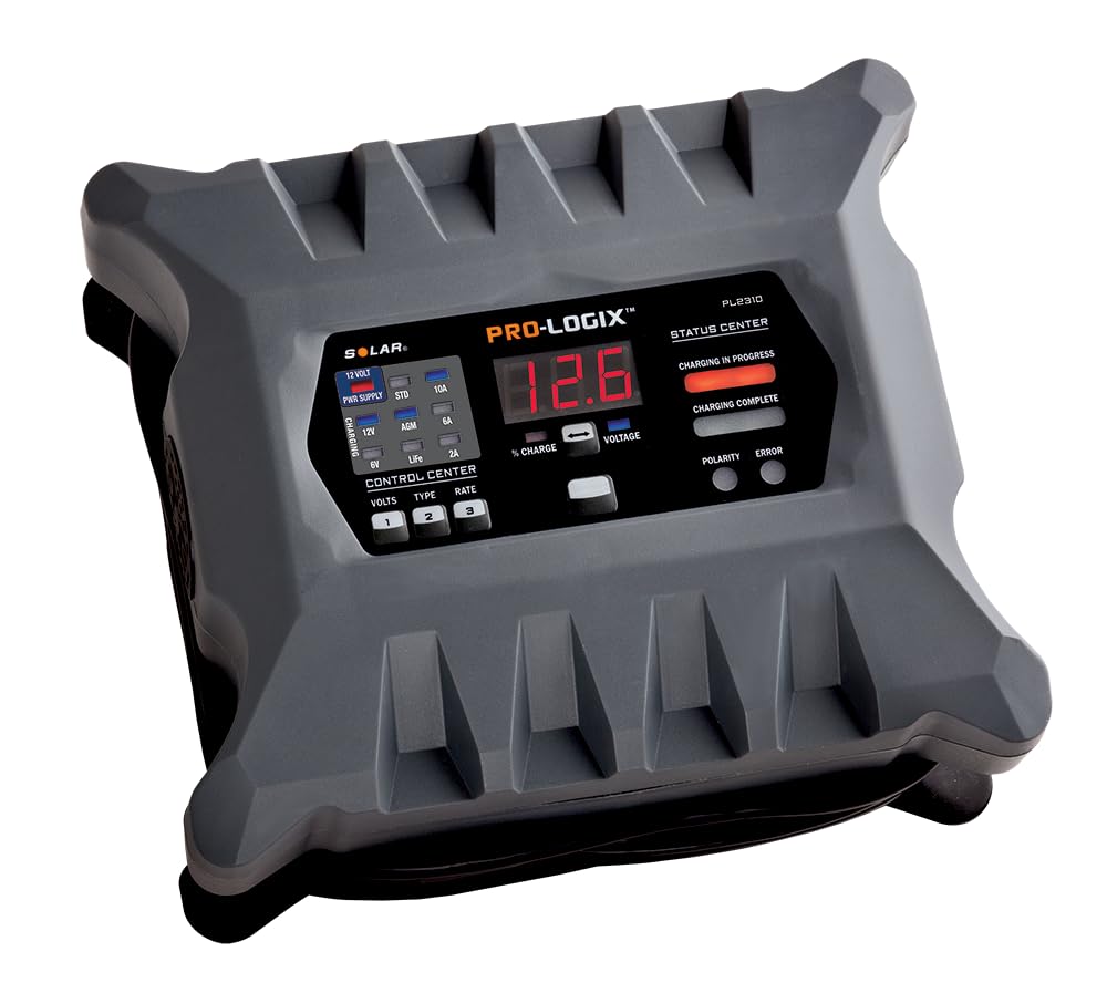 Clore Automotive PL2310 10-Amp Smart Battery Charger - Automatic 6V/12V Charger & Maintainer with Temperature Compensation - Ideal for Cars, Motorcycles, Boats & Seasonal Vehicles