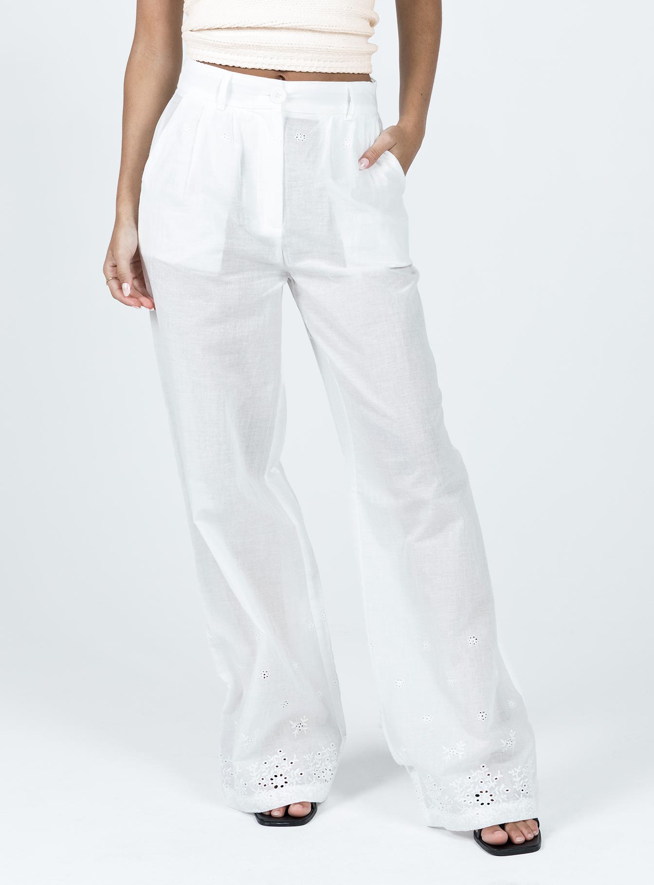 Archer White Anglaise Pants for Women - Comfortable & Stylish Trousers for Office, Travel & Casual Wear