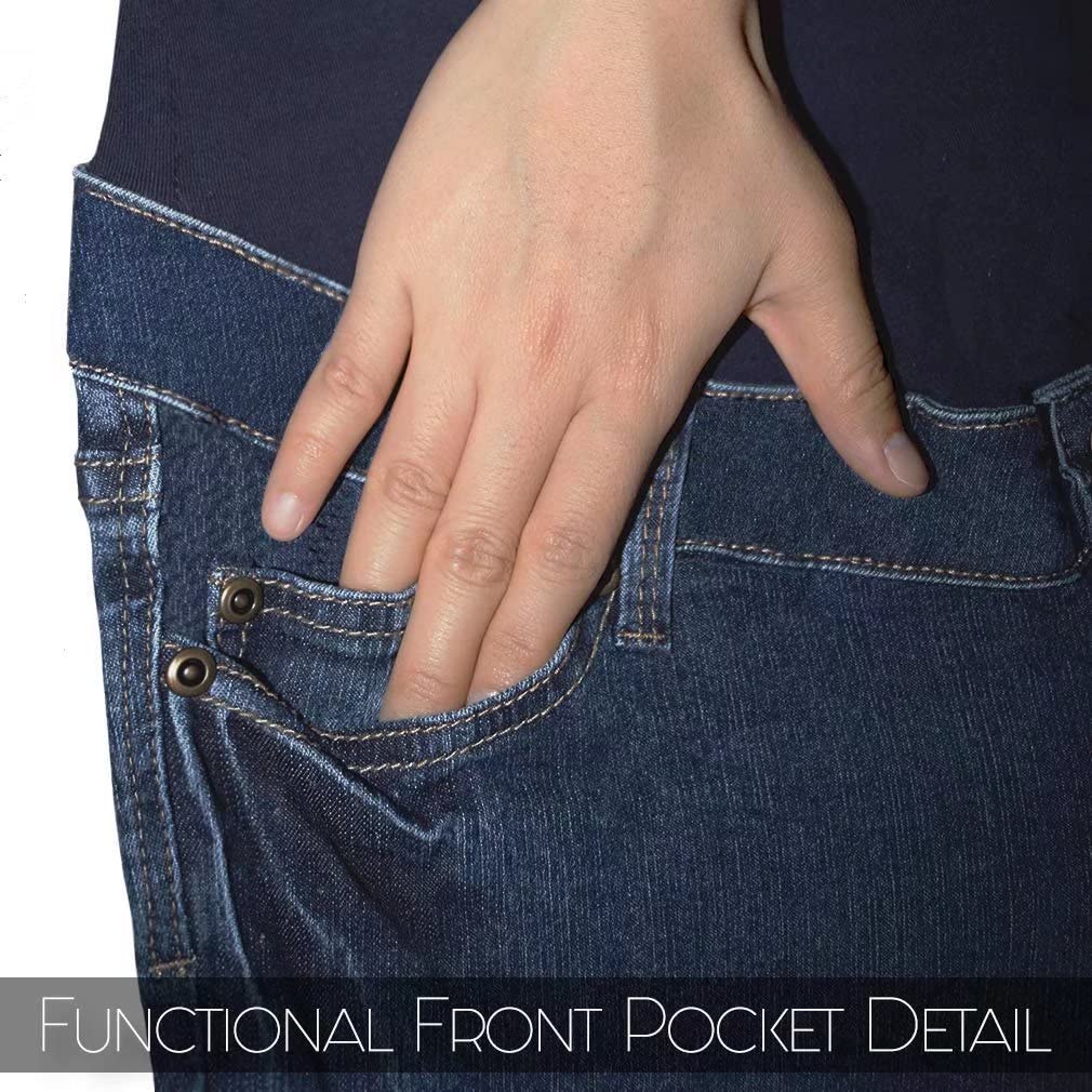 Hybrid & Company Super Comfy Stretch Women's Maternity Bootcut Jeans with Real Pockets - Soft & Stylish Pregnancy Denim for Everyday Wear