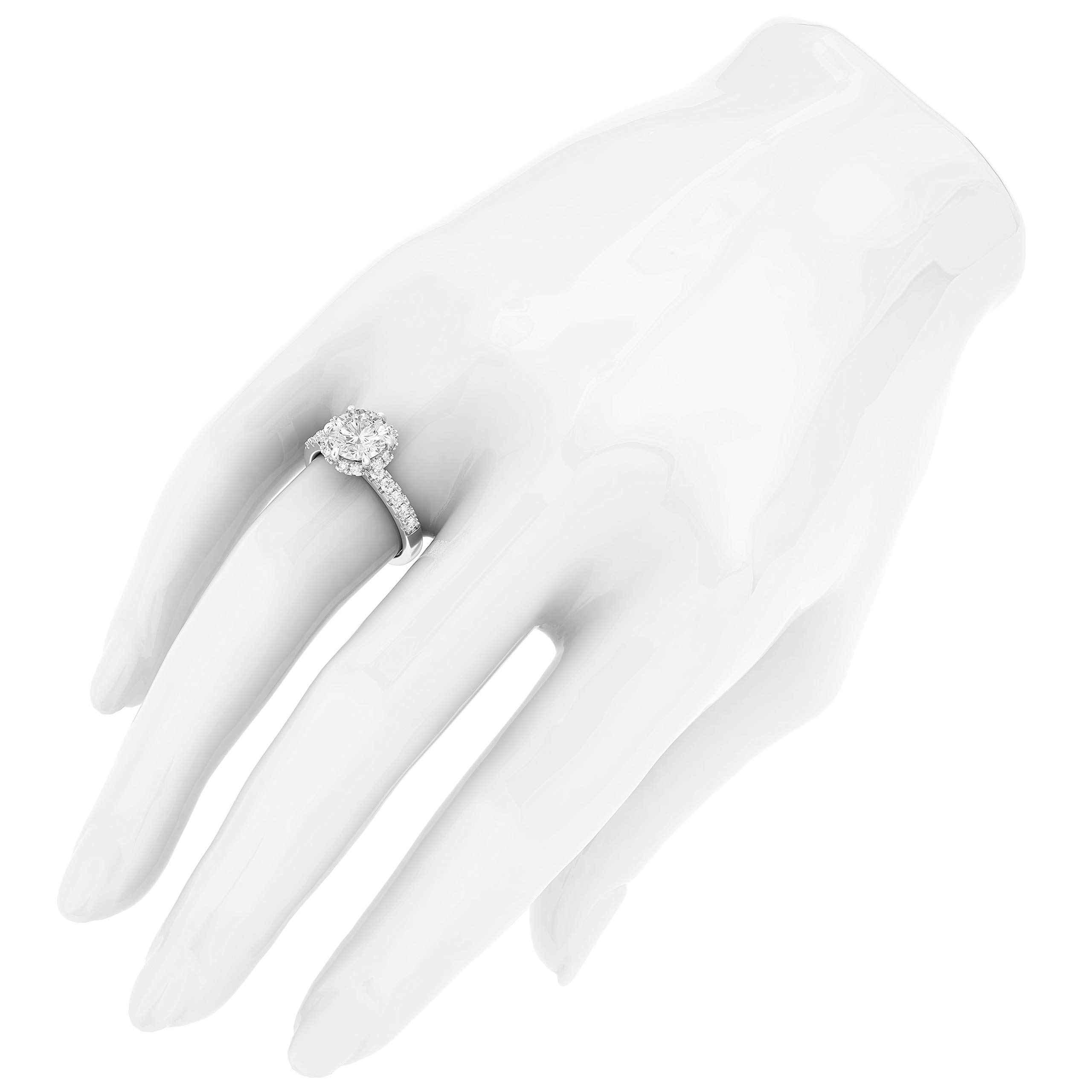 Sterling Silver Flower Halo 2CT Simulated Diamond or Genuine Moissanite Engagement Ring for Women - Perfect for Wedding, Proposal, Anniversary & Valentine's Day Gift